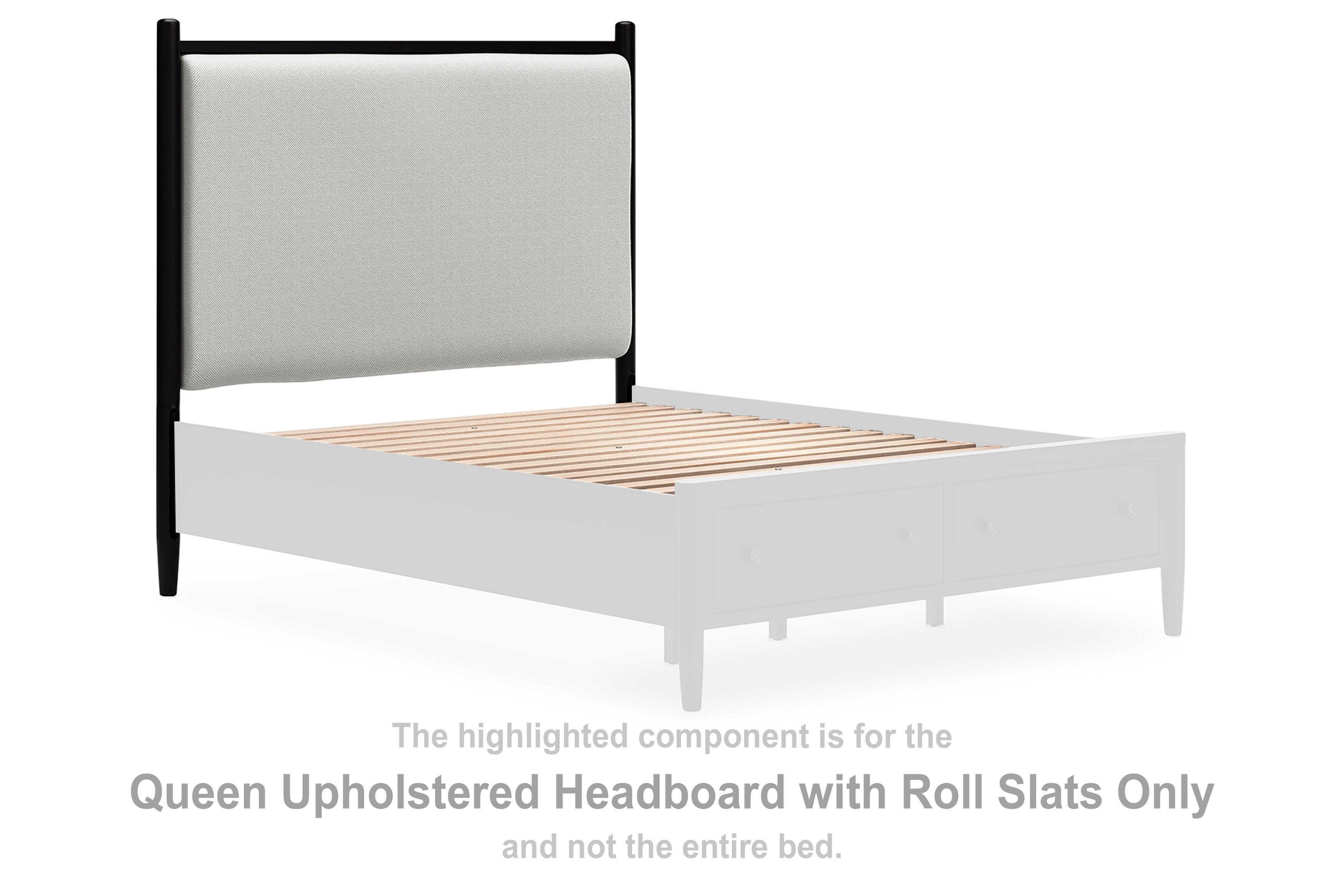 Portdown Queen Upholstered Headboard with Roll Slats, , large