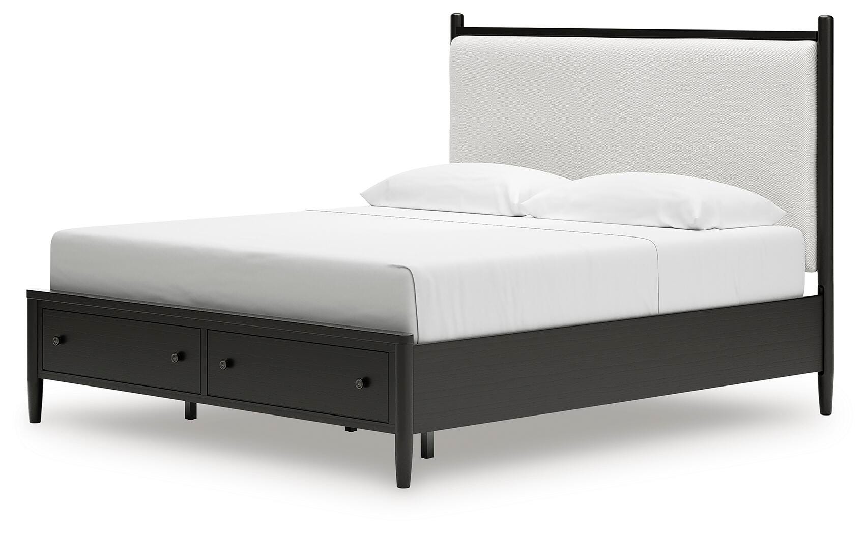 Portdown California King Upholstered Panel Storage Bed, Black, large