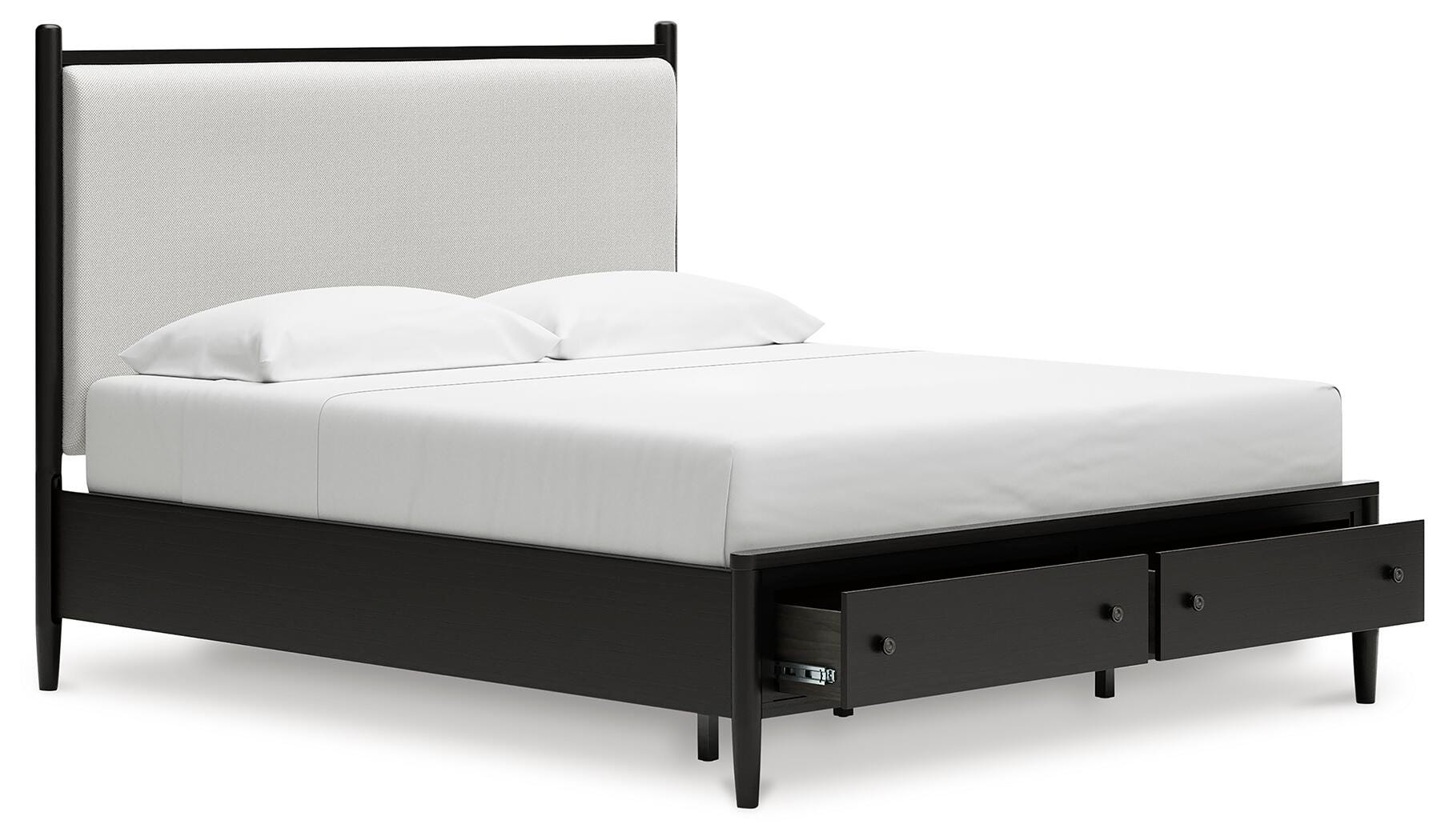 Portdown California King Upholstered Panel Storage Bed, Black, large