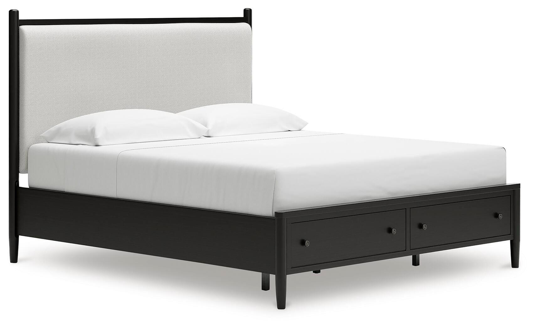 Portdown California King Upholstered Panel Storage Bed, Black, large