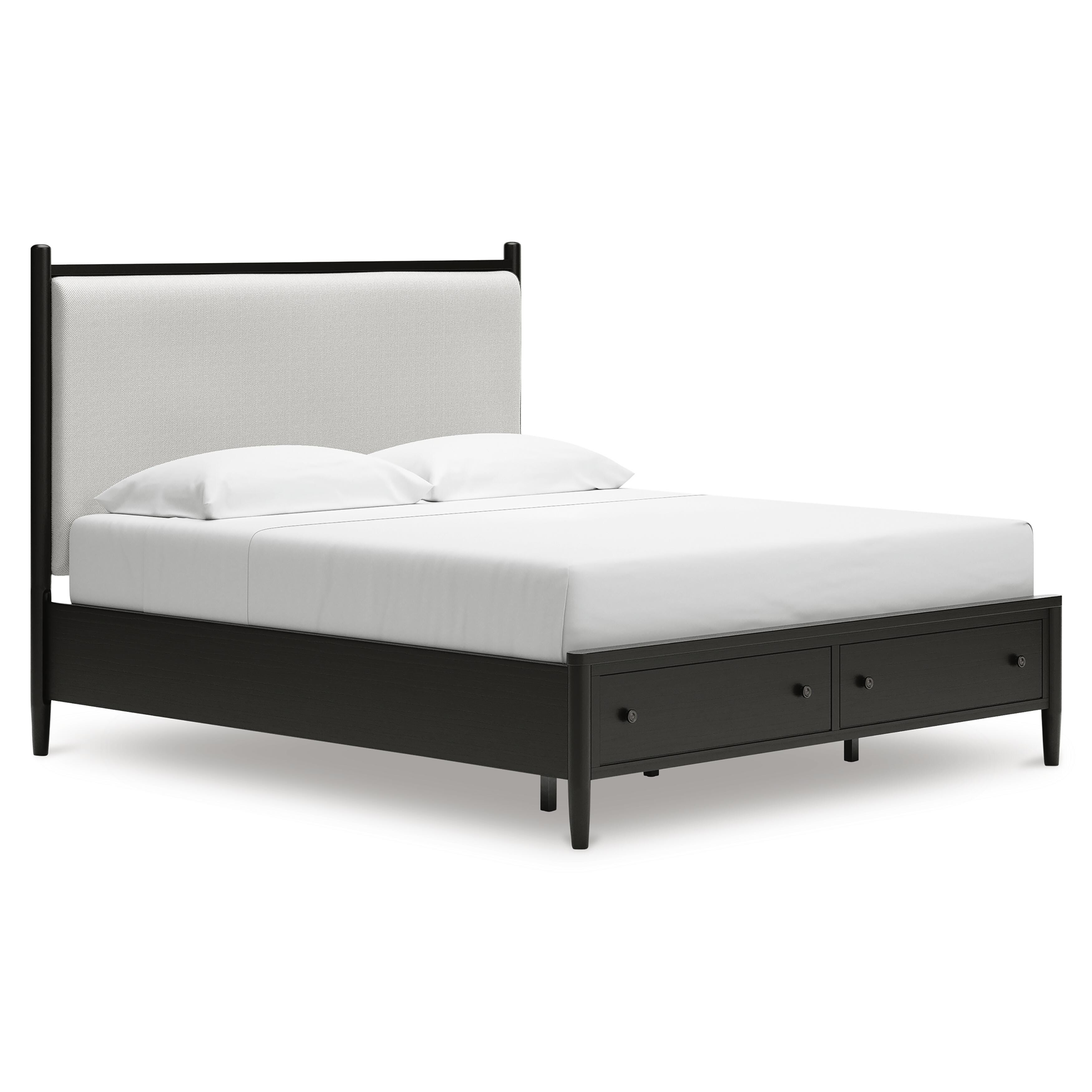 Portdown California King Upholstered Panel Storage Bed, Black, large