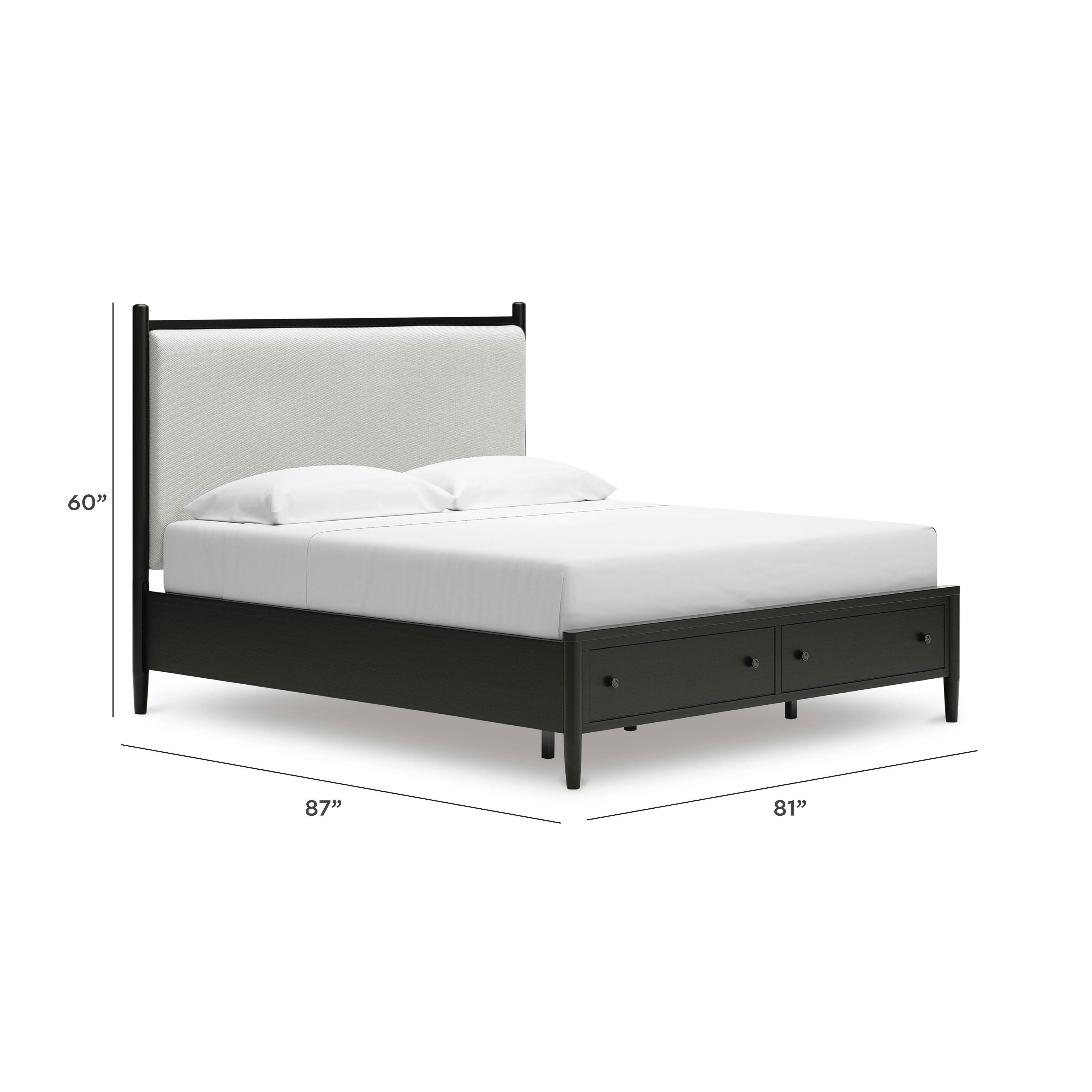 Portdown California King Upholstered Panel Storage Bed, Black, large