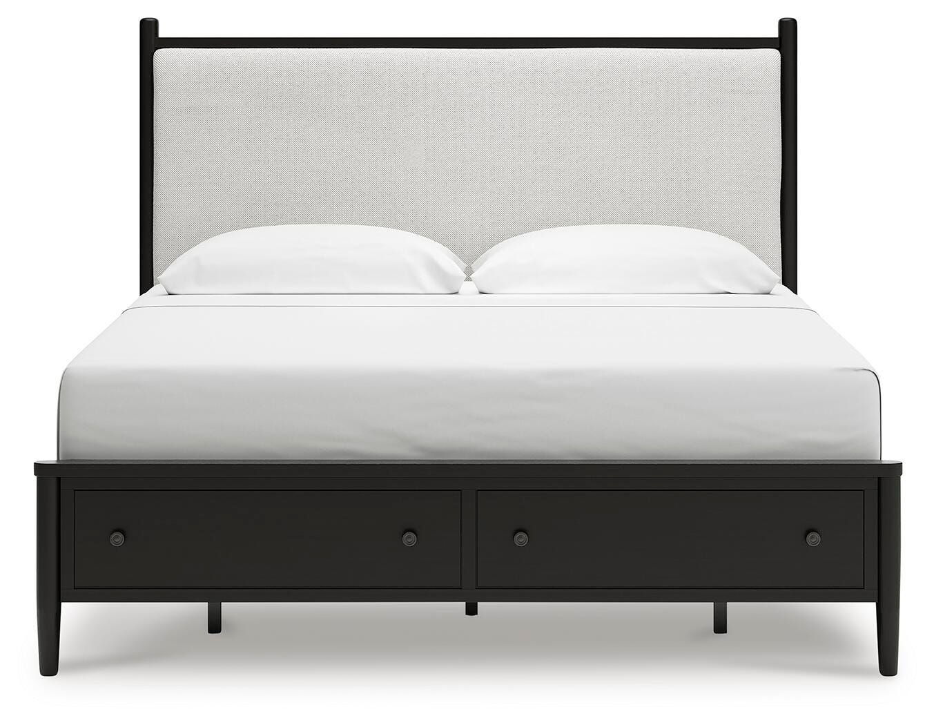 Portdown California King Upholstered Panel Storage Bed, Black, large