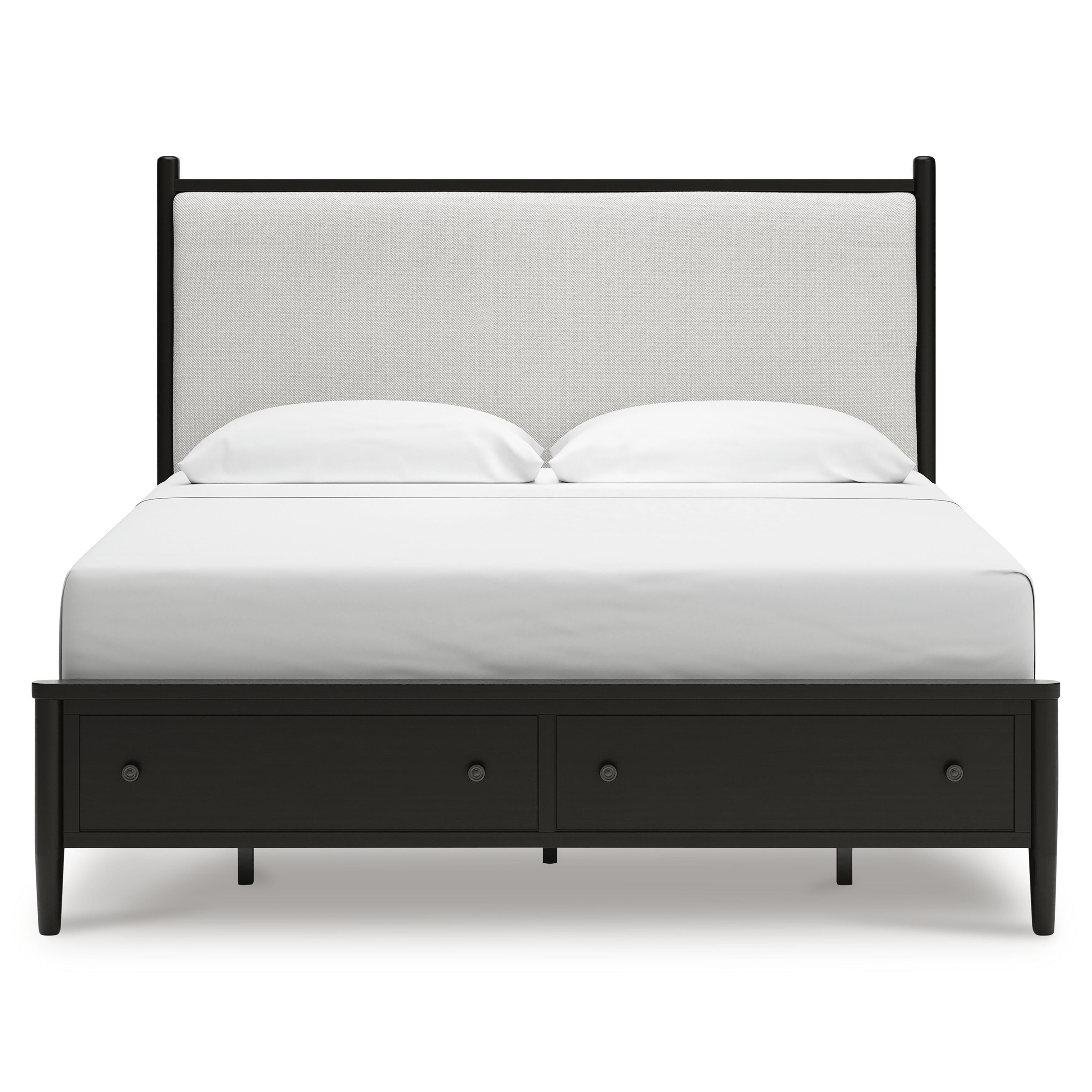 Portdown California King Upholstered Panel Storage Bed, Black, large