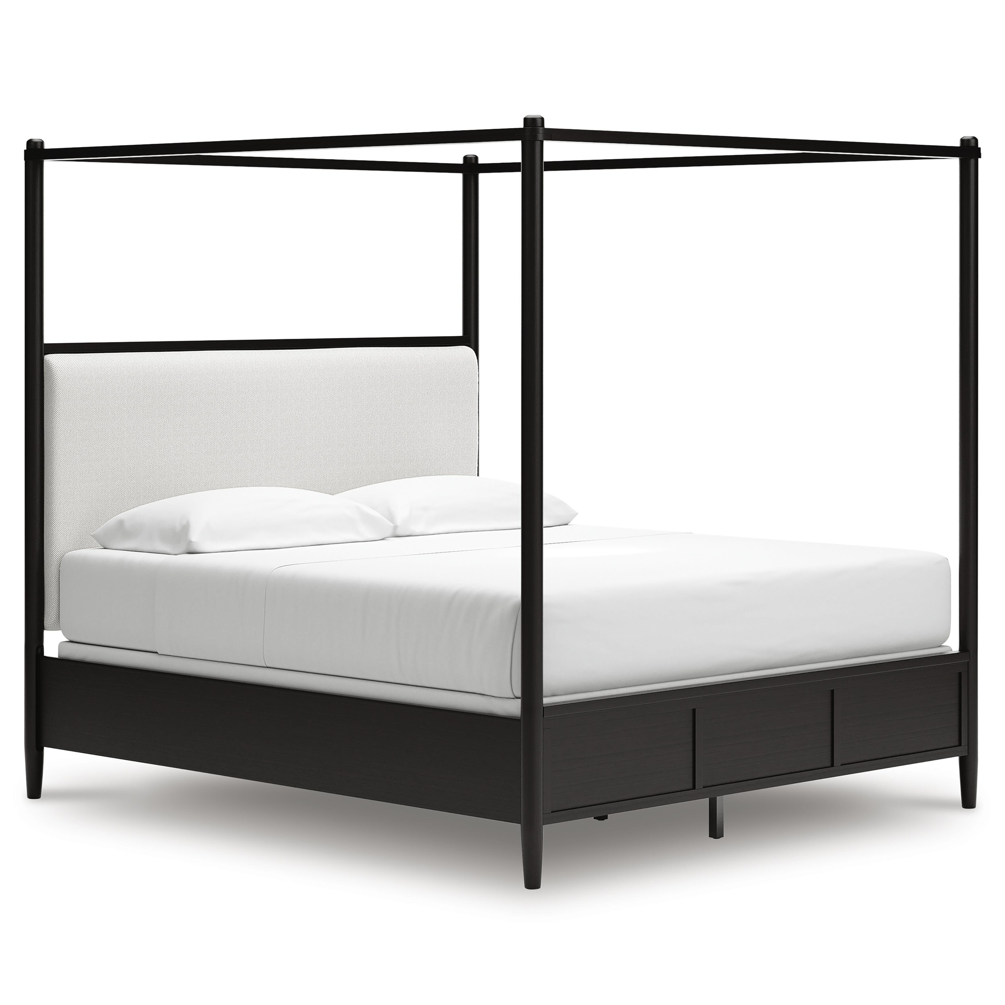 Portdown California King Upholstered Canopy Bed, Black, large