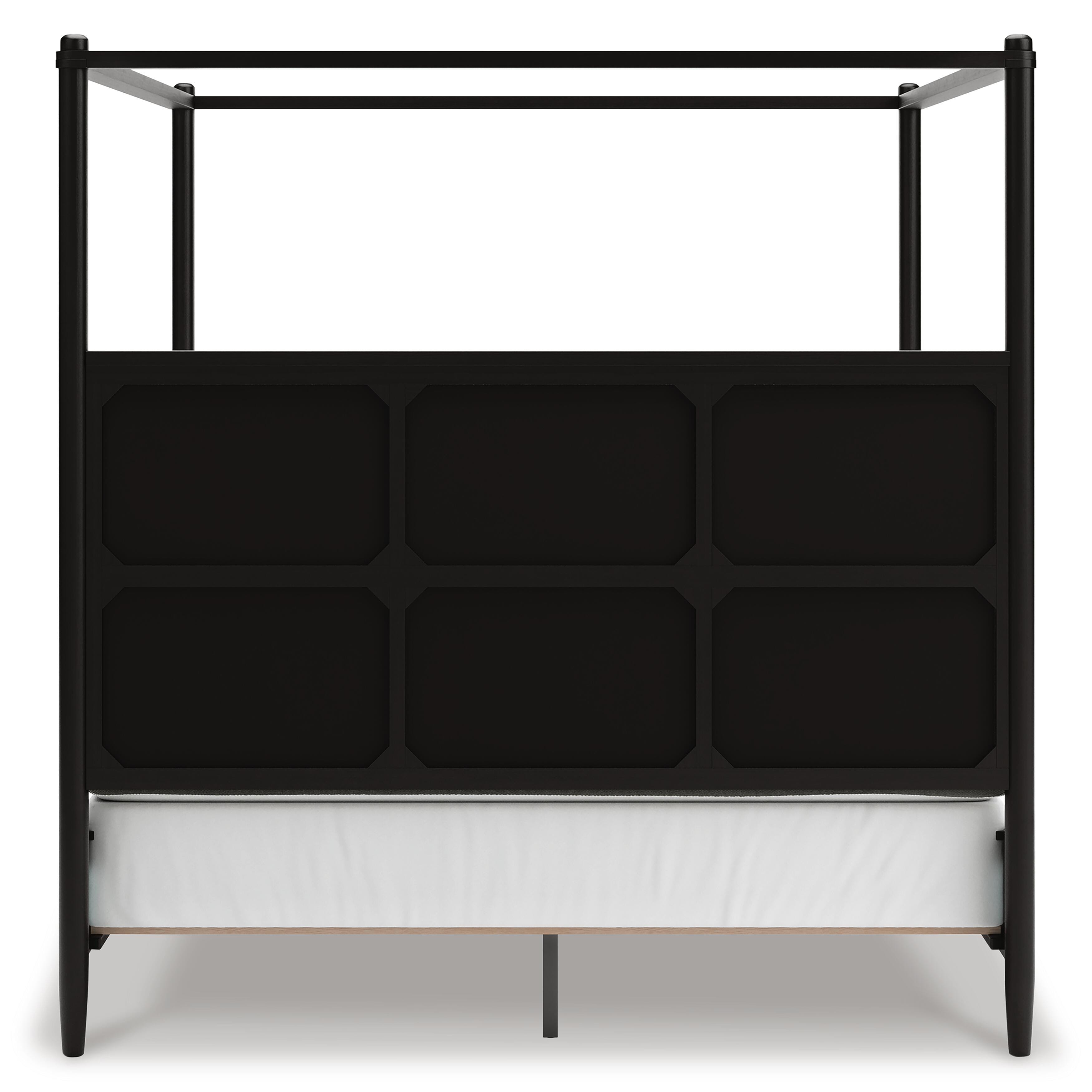 Portdown California King Upholstered Canopy Bed, Black, large