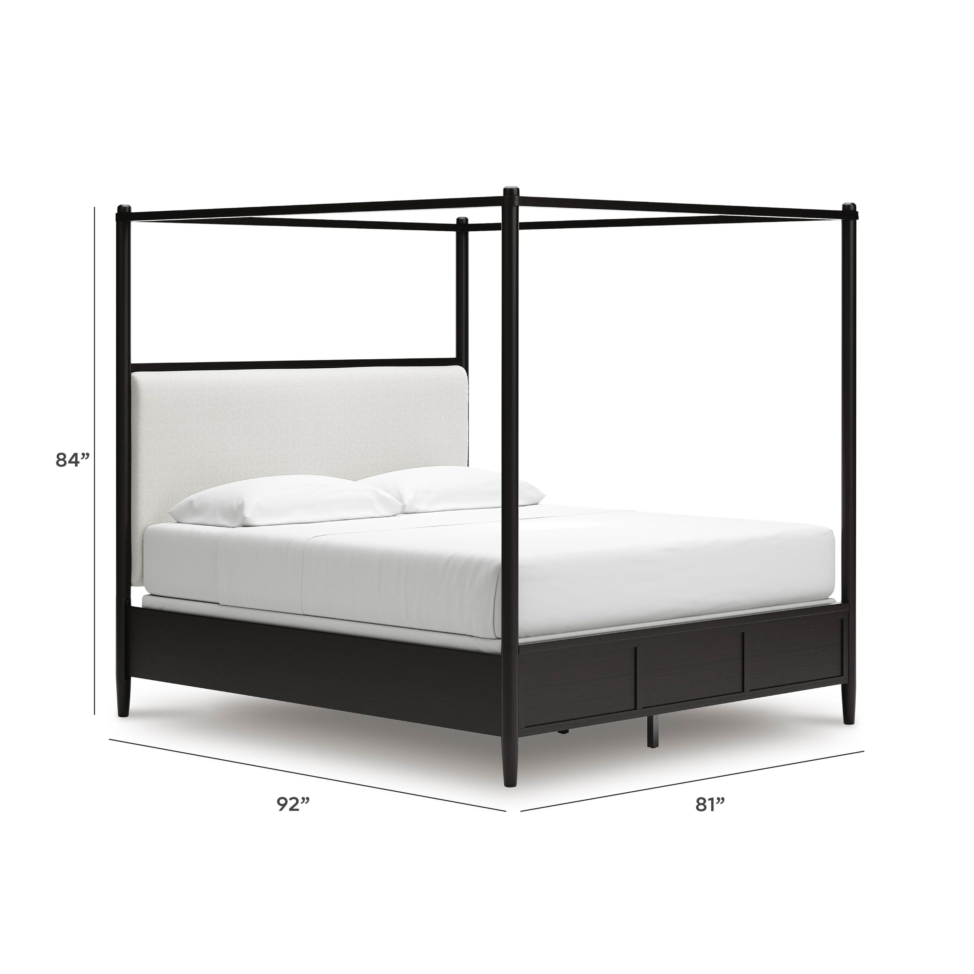 Portdown California King Upholstered Canopy Bed, Black, large