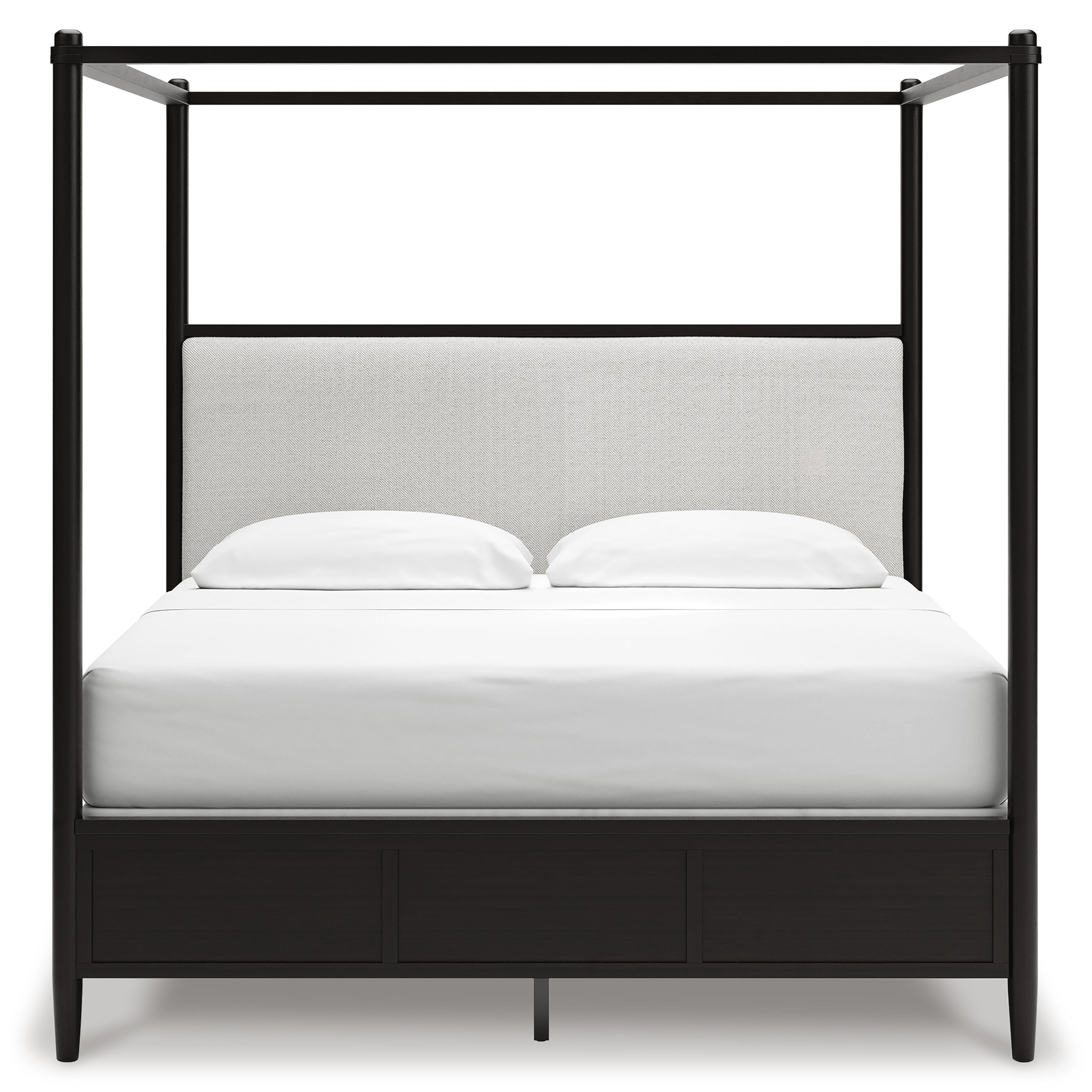 Portdown California King Upholstered Canopy Bed, Black, large
