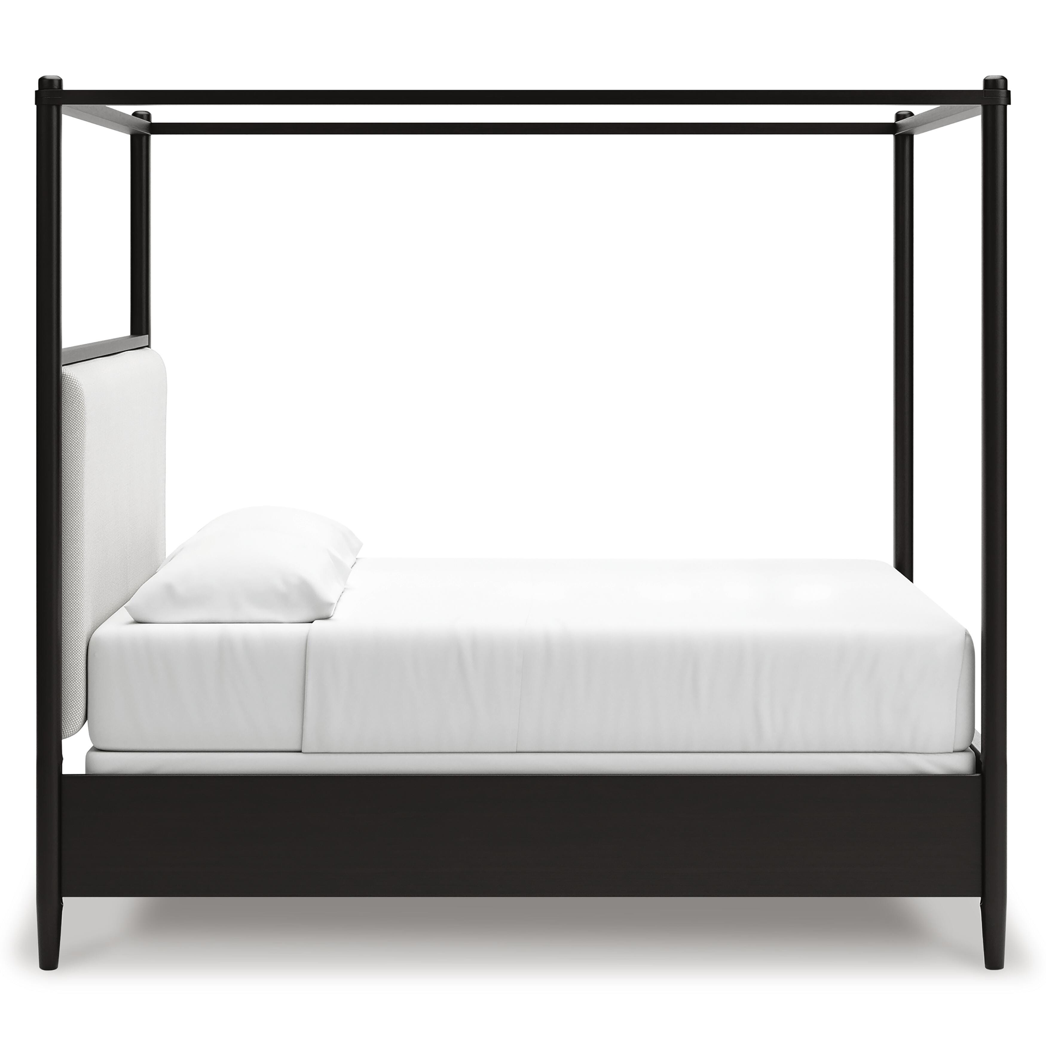 Portdown California King Upholstered Canopy Bed, Black, large
