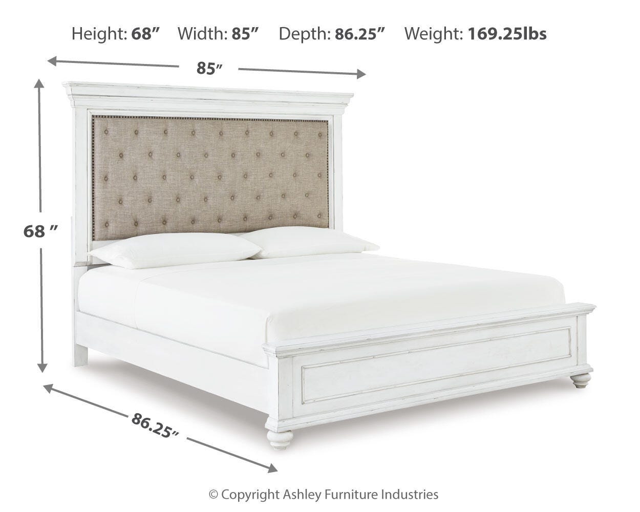 Cama con paneles tapizados Kanwyn Cal King, cómoda, espejo y baúl - image 11