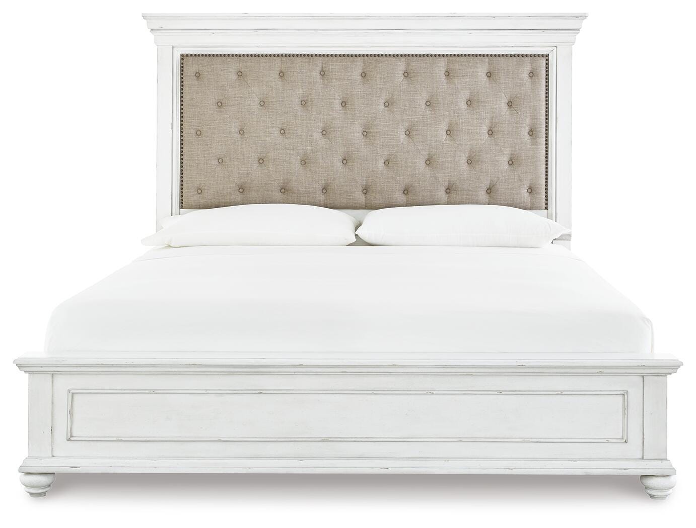Cama Kanwyn King tapizada con panel, cómoda, espejo y cajonera - image 2