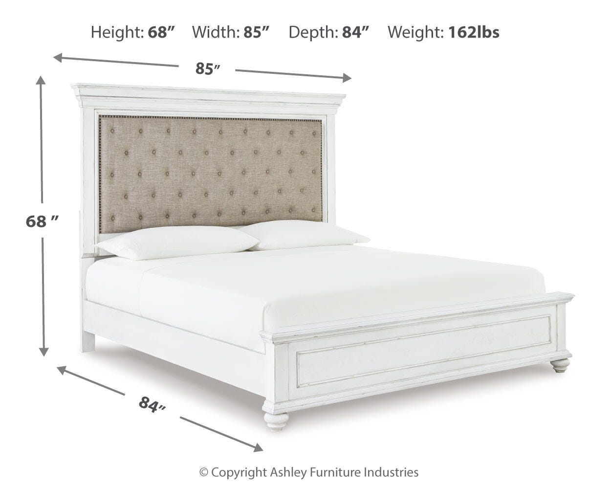 Cama Kanwyn King tapizada con panel, cómoda, espejo y cajonera - image 9