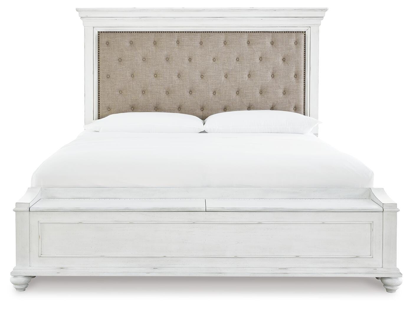 Cama tapizada Kanwyn King con almacenaje, cómoda, espejo y mesita de noche - image 4