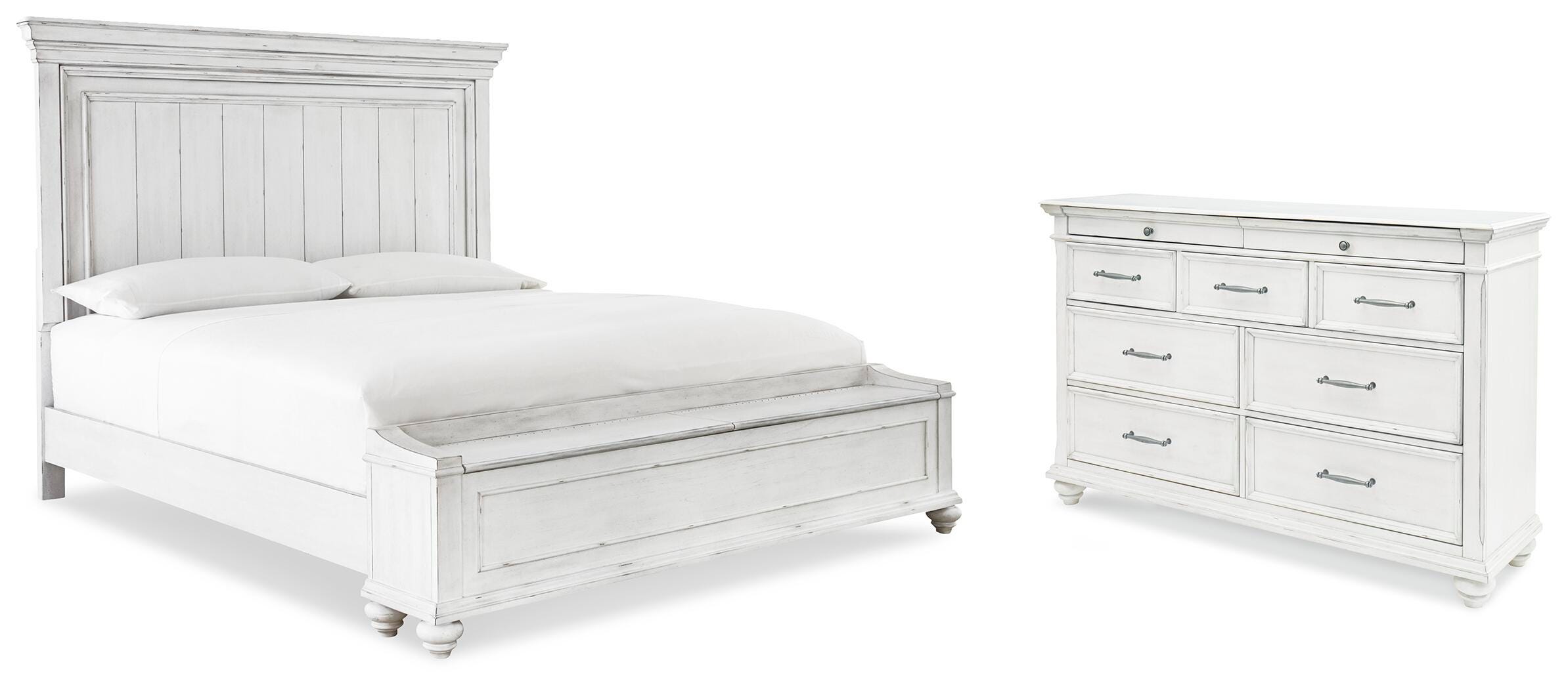 Cama con panel de almacenaje y cómoda Kanwyn King - image 1
