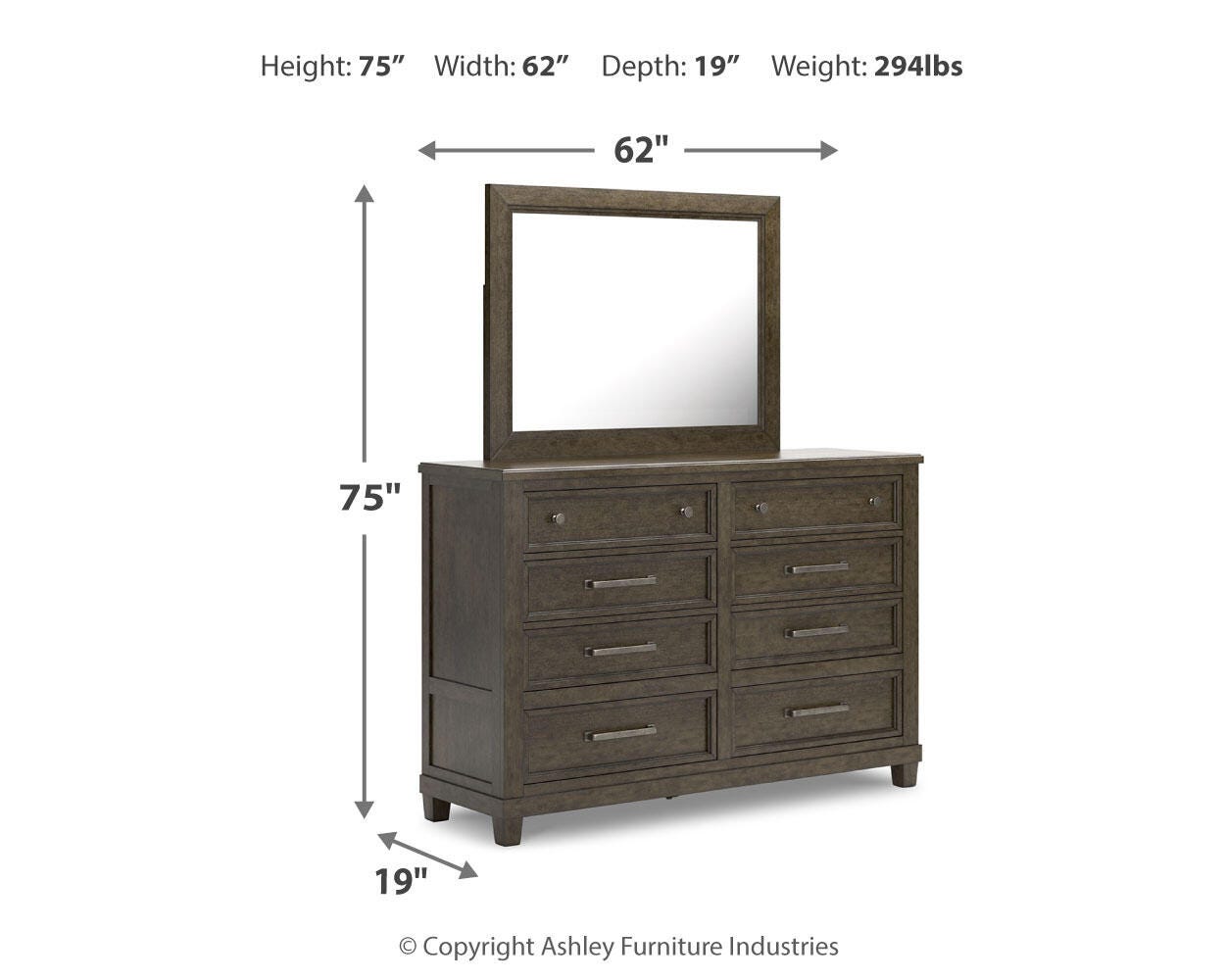 Hillcott King Upholstered Bed, Dresser and Mirror - image 12