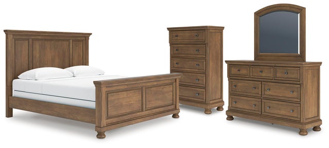 Vandenmore King Panel Bed with Mirrored Dresser and Chest