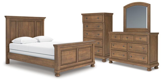 Vandenmore Queen Panel Bed with Mirrored Dresser and Chest