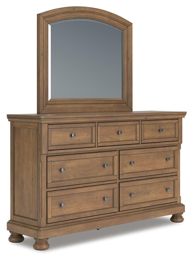 Cama tamaño Queen con trineo, cómoda, espejo, baúl y mesita de noche Vandenmore - image 3