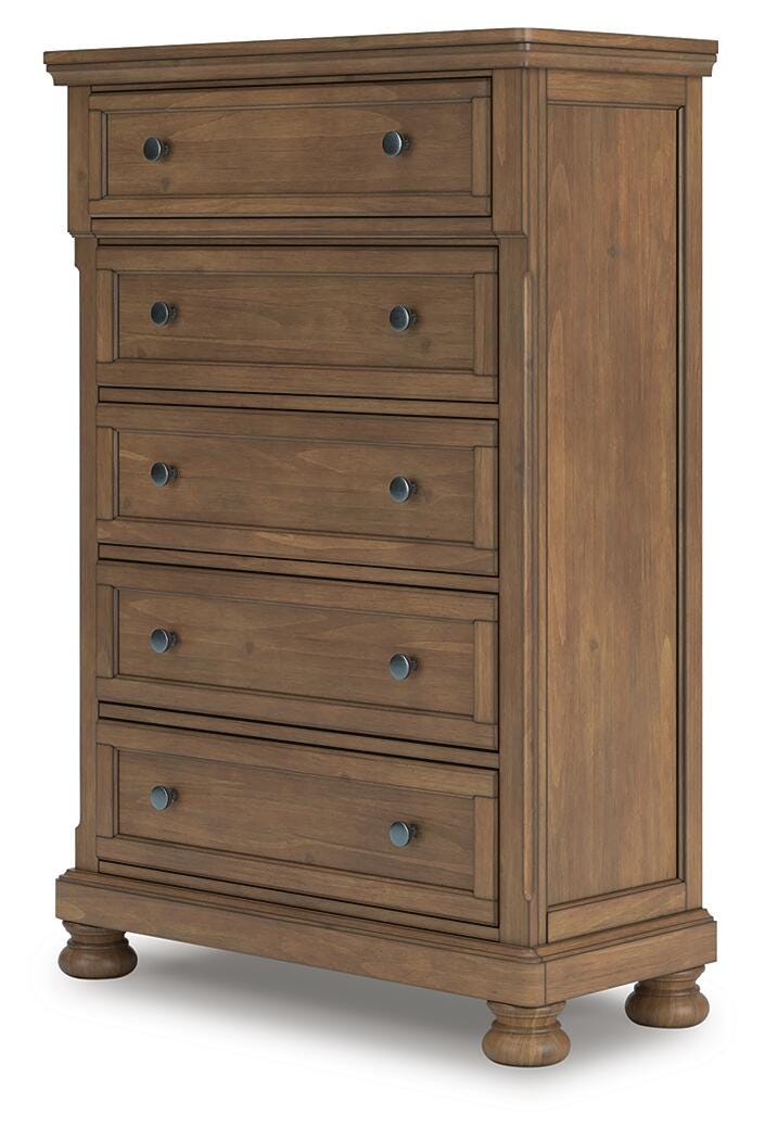 Cama tamaño Queen con trineo, cómoda, espejo, baúl y mesita de noche Vandenmore - image 15