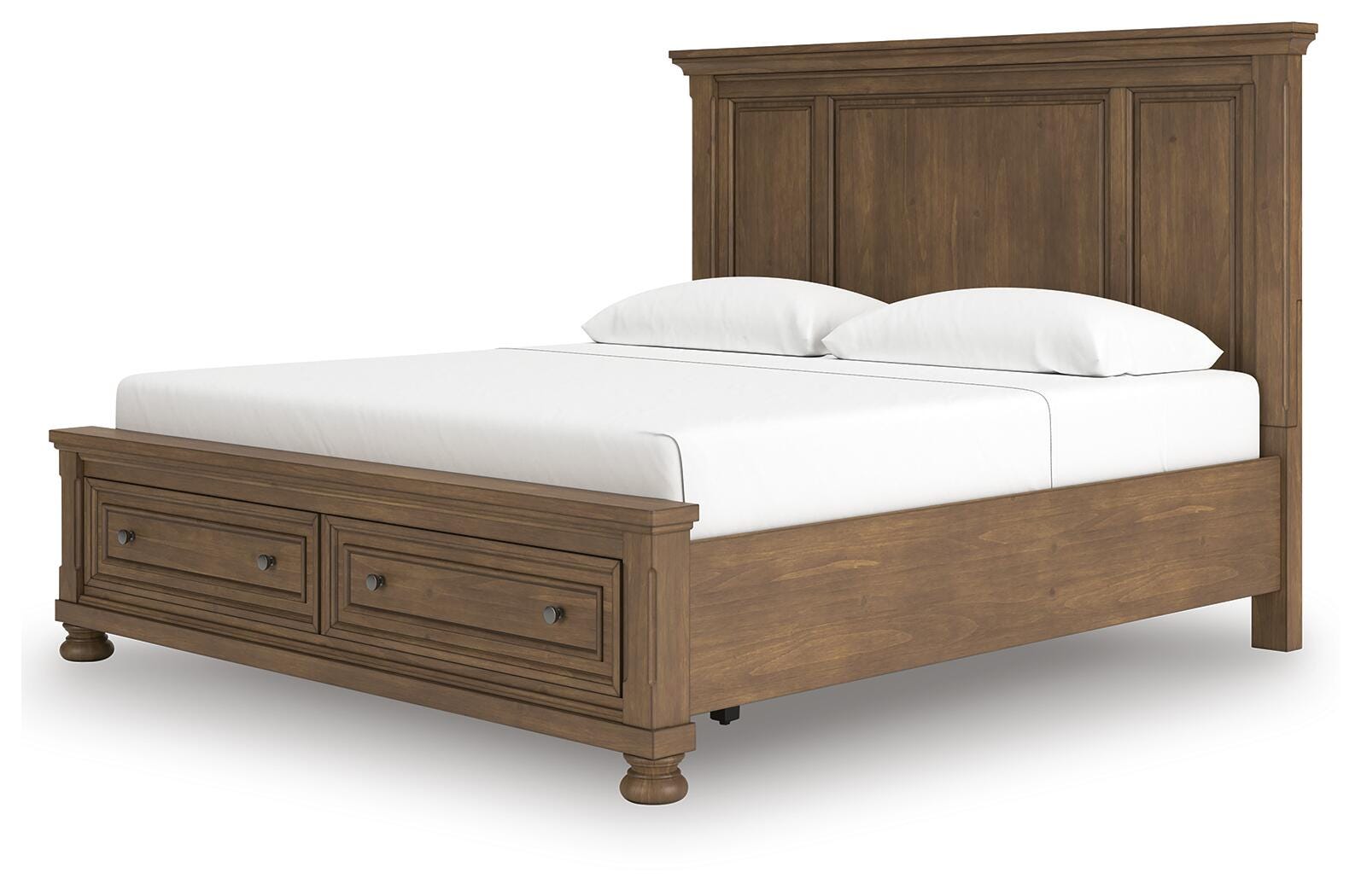 Cama con paneles, cómoda, espejo, cofre y mesita de noche Vandenmore King - image 24