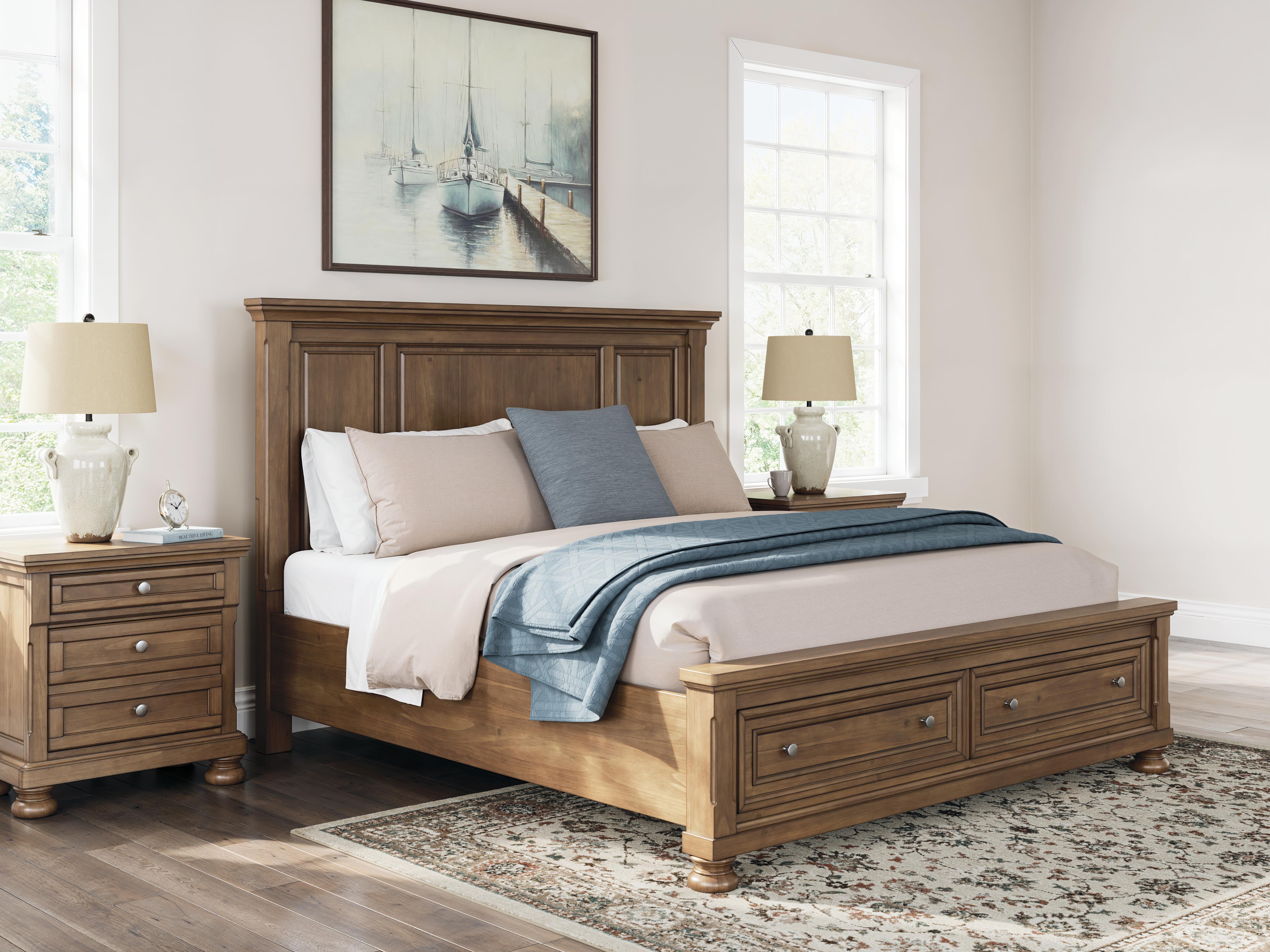 Cama tamaño Queen con trineo, cómoda, espejo, baúl y mesita de noche Vandenmore - image 37