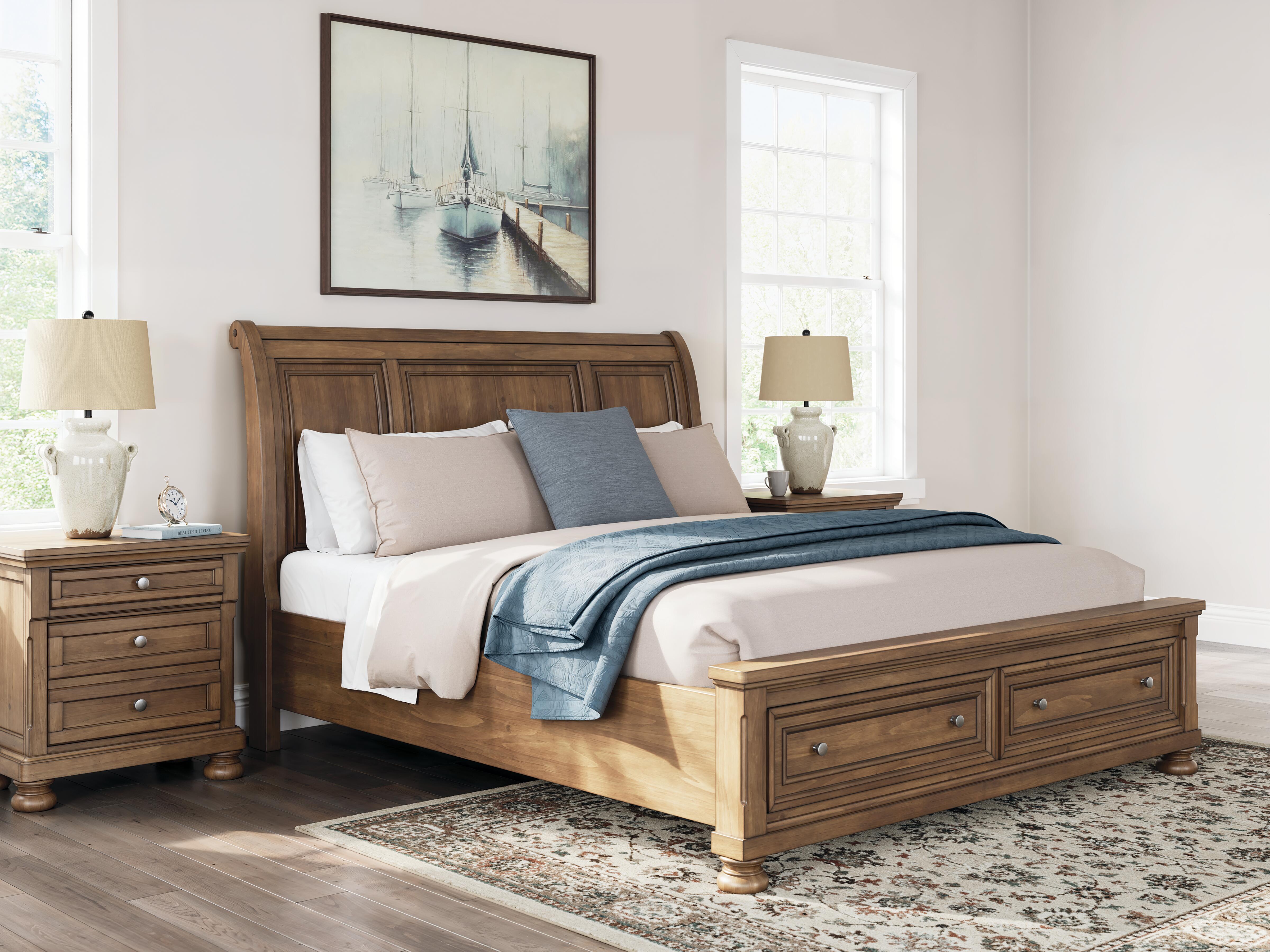 Vandenmore California King Storage Sleigh Bed with Dresser, Medium Brown, large