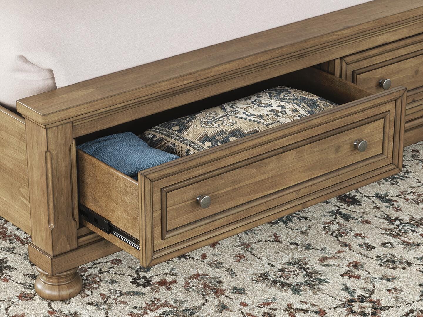 Vandenmore King Storage Sleigh Bed with Dresser, Medium Brown, large