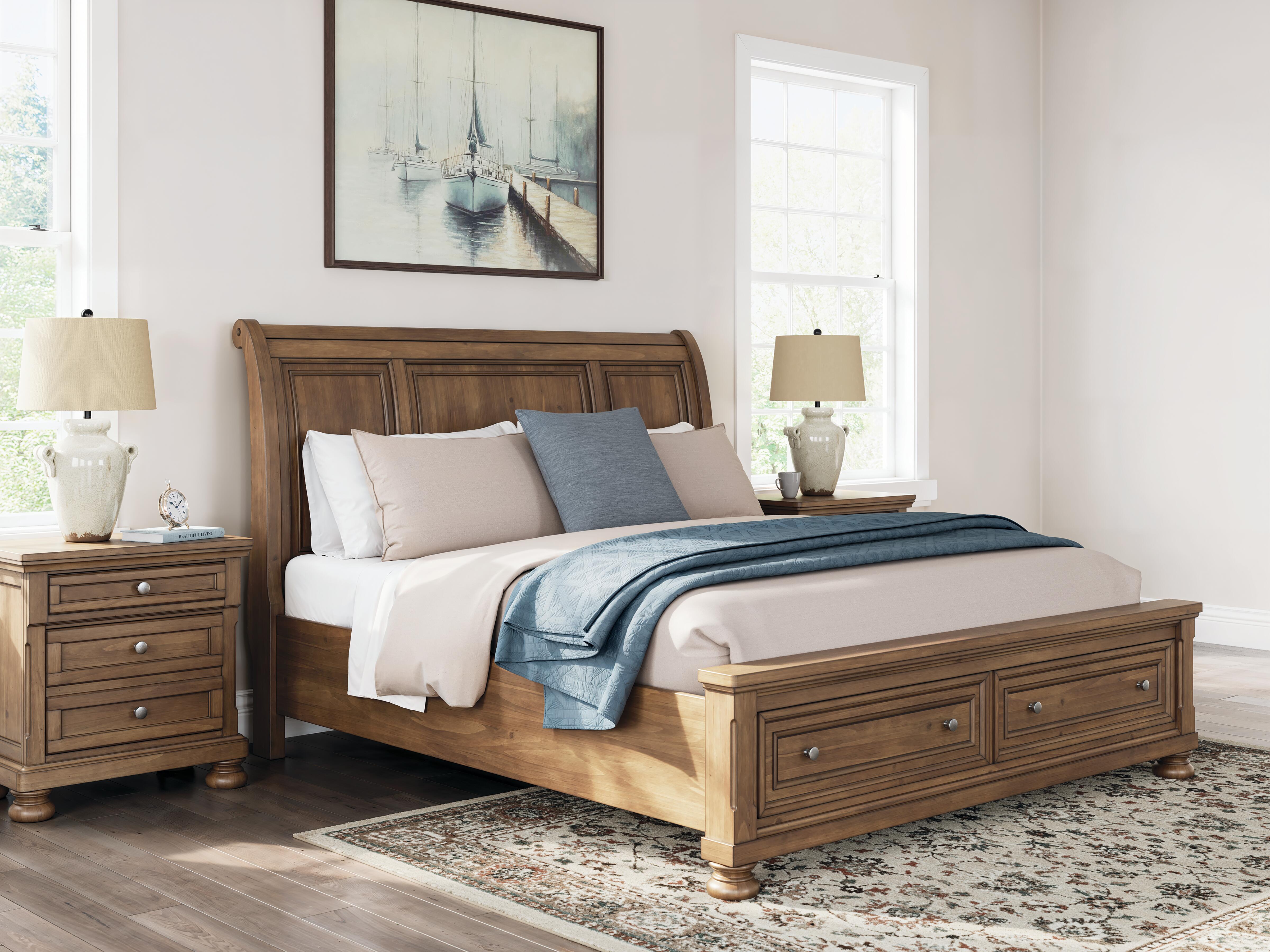 Vandenmore King Storage Sleigh Bed with Dresser, Medium Brown, large