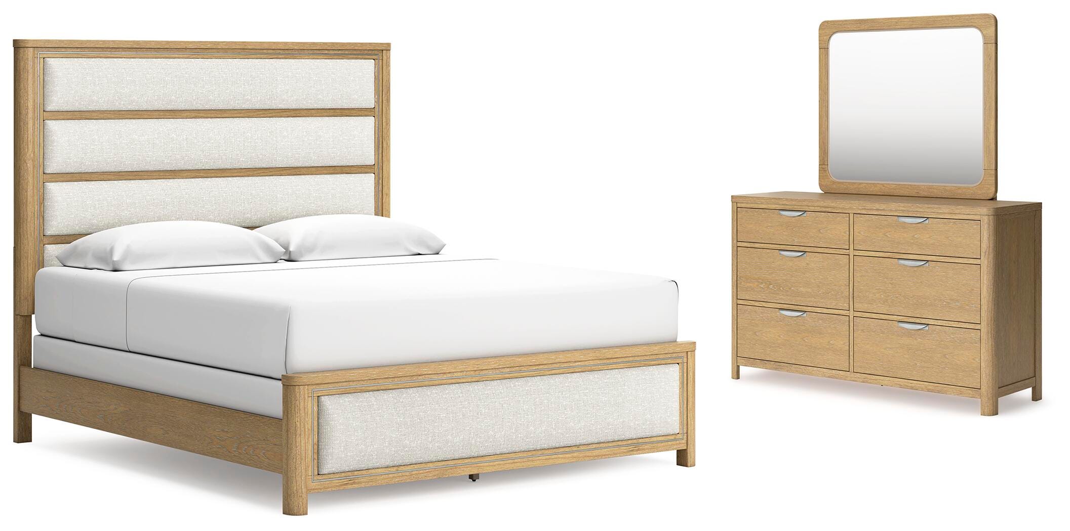 Rencott King Upholstered Bed, Dresser and Mirror - image 1