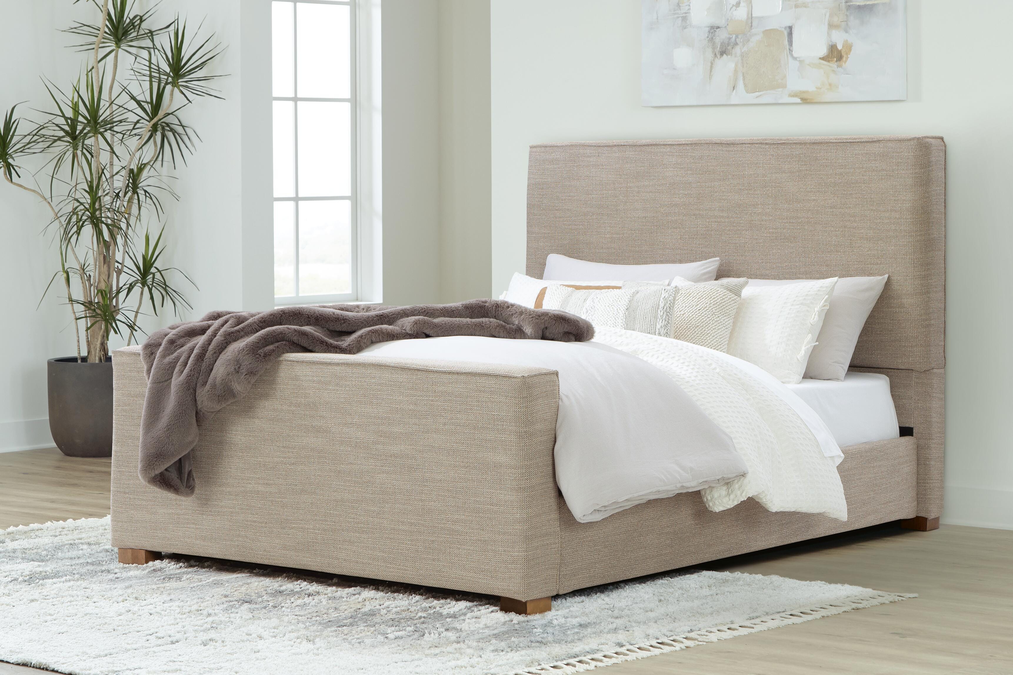Dakmore Queen Upholstered Bed, Brown, large
