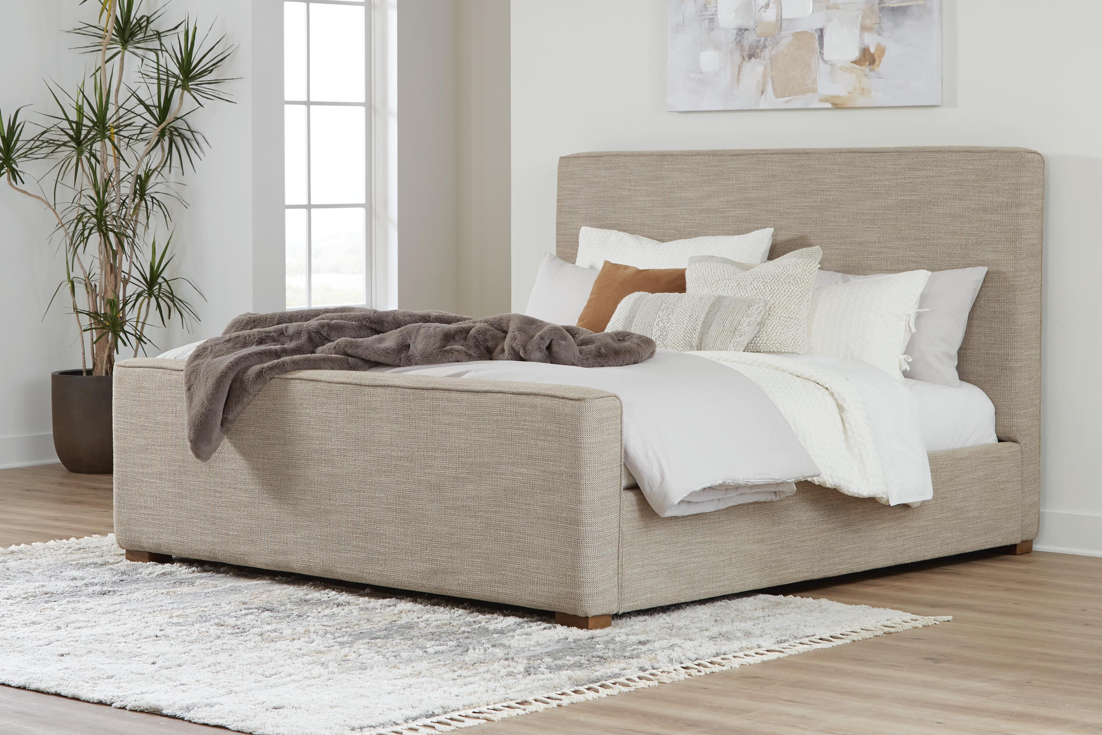 Dakmore King Upholstered Bed, Brown, large