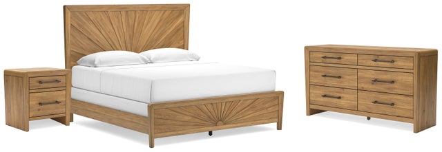 Takston King Panel Bed with Dresser and Nightstand