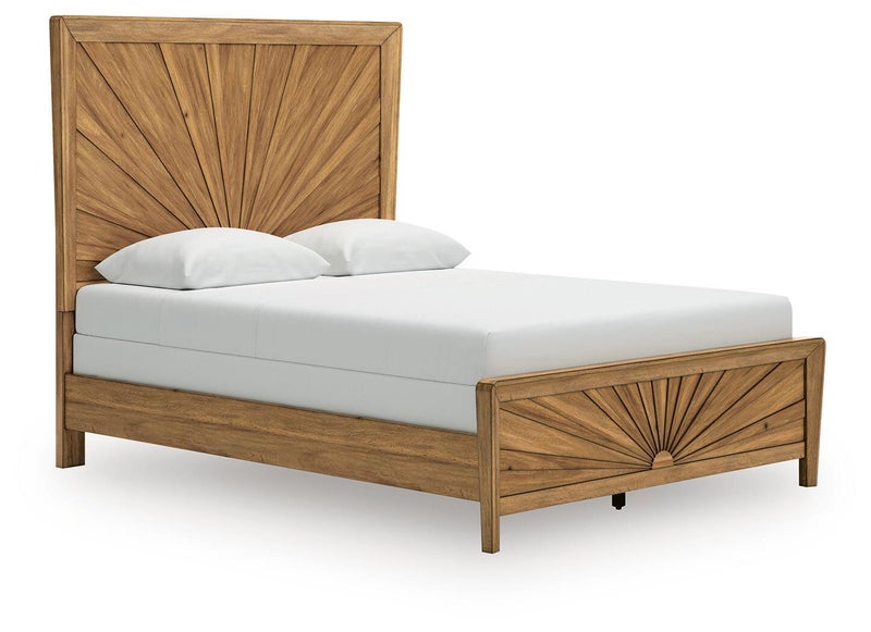 Takston Queen Panel Bed, Light Brown