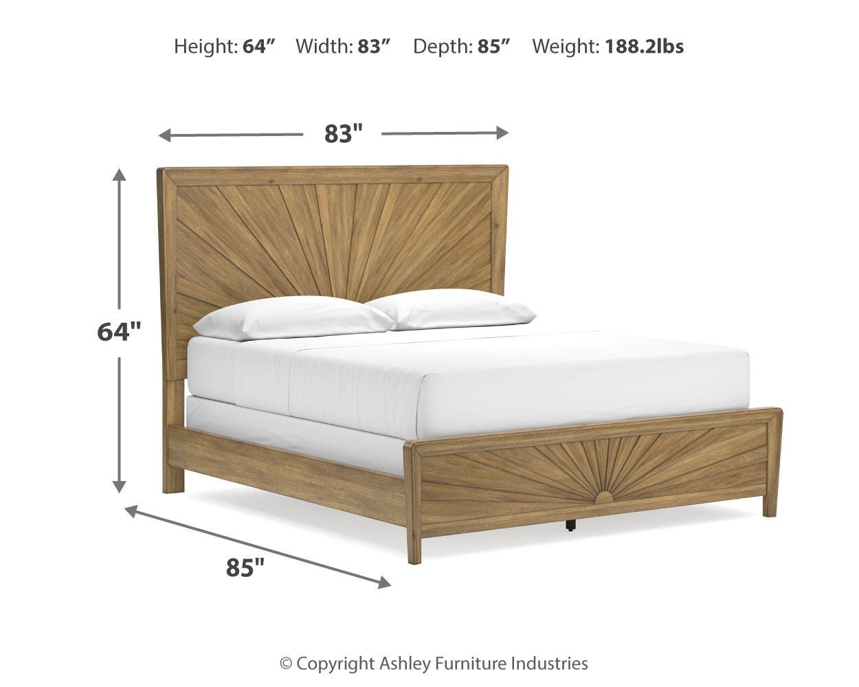 Takston California King Panel Bed, Light Brown, large