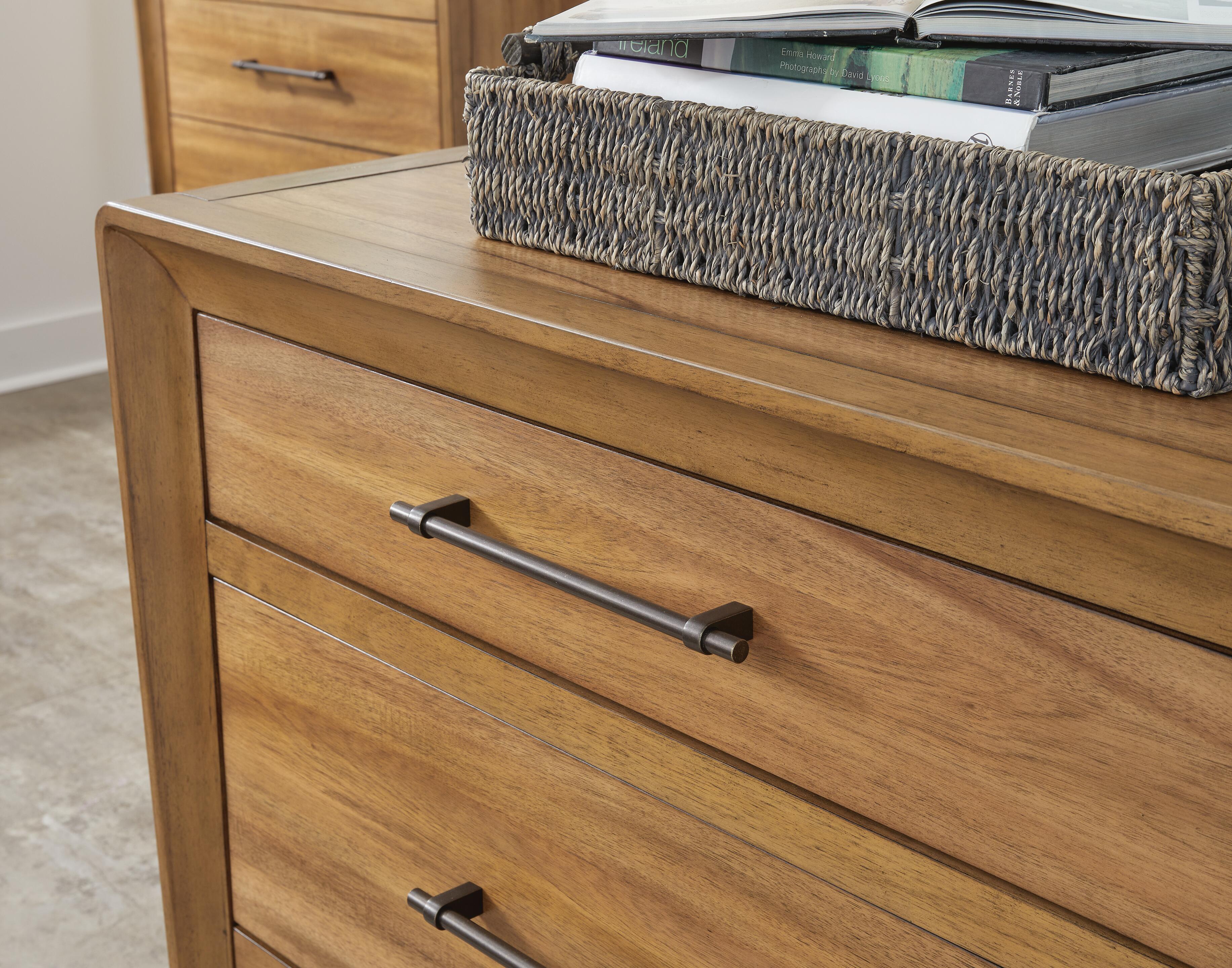 Takston King Panel Bed with Dresser and Nightstand, Light Brown, large