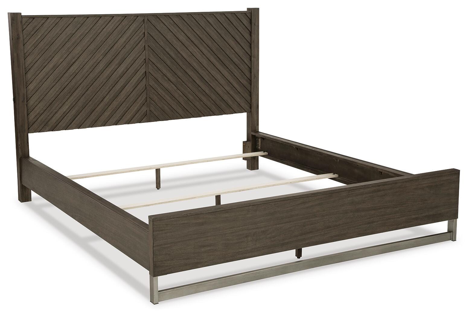 Cama Arkenton tamaño California King con panel, cómoda y espejo - image 4