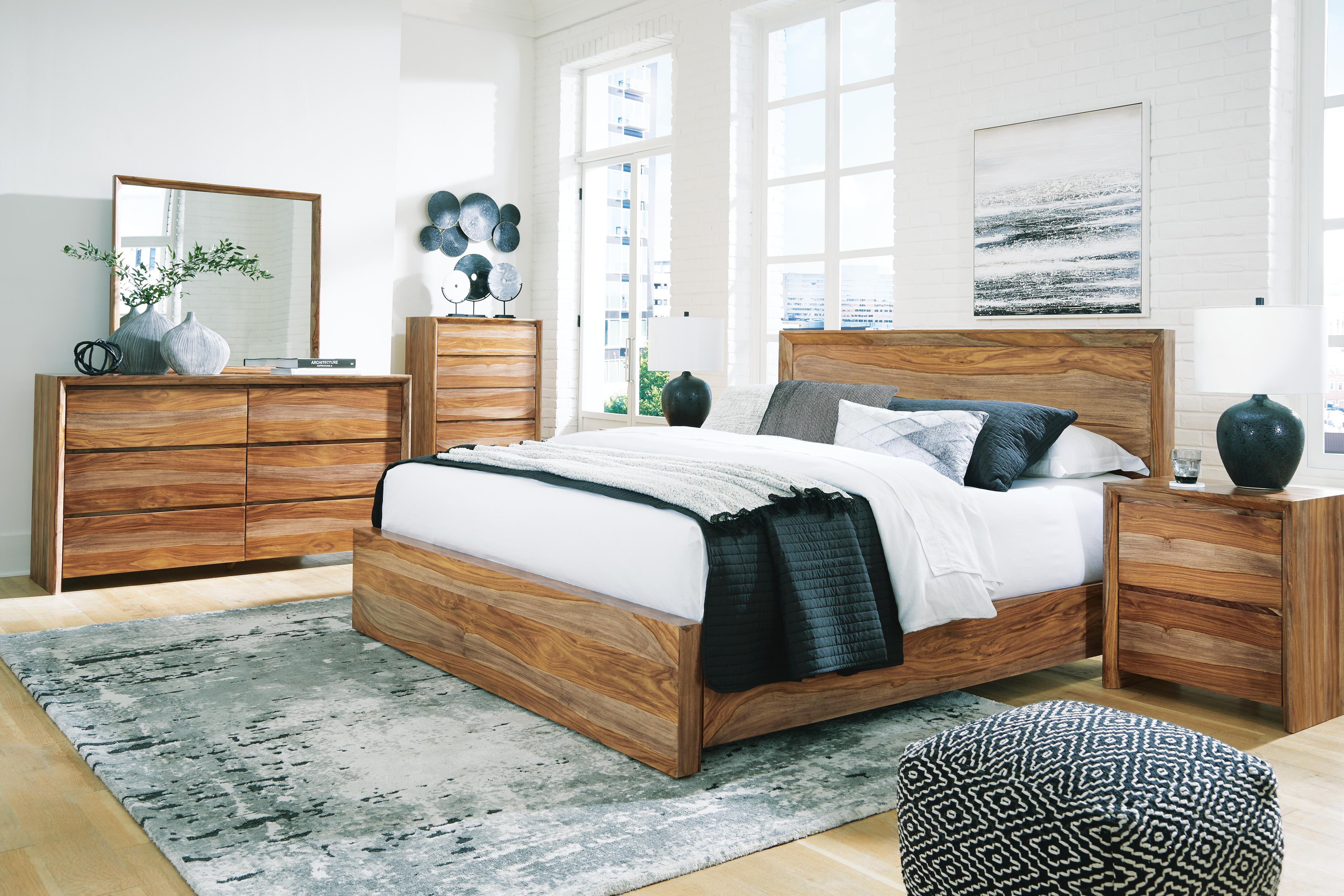 Cama con panel Dressonni California King, cómoda y espejo - image 8