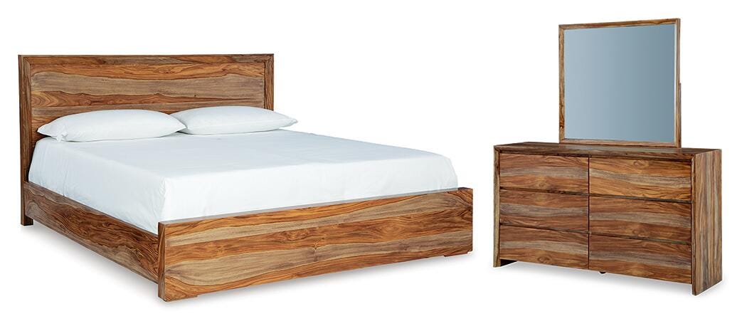 Cama con panel Dressonni Queen, cómoda y espejo - image 1