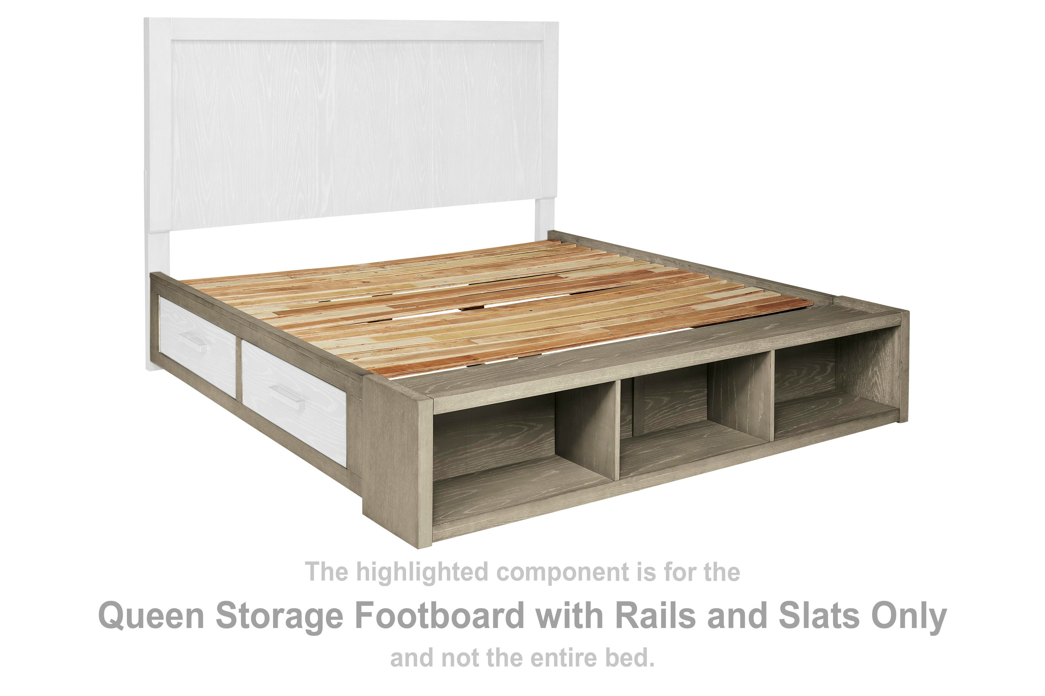 Fawnburg Queen Storage Footboard with Rails and Slats, , large