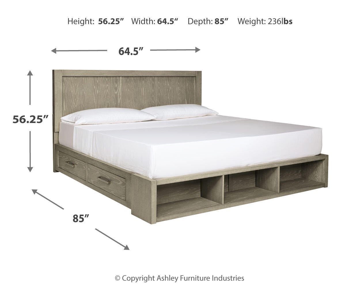 Fawnburg Queen Panel Bed with Storage, Gray, large