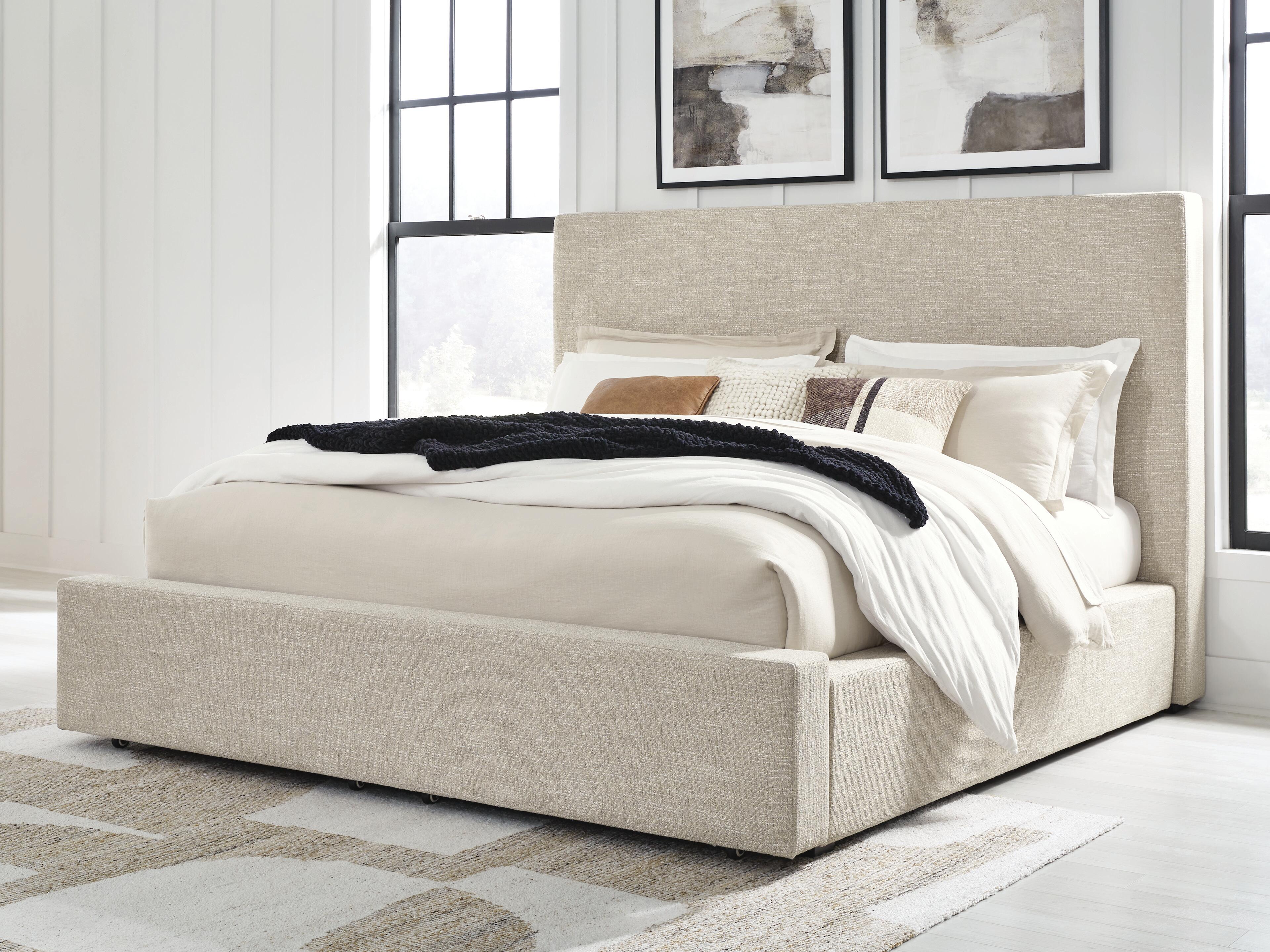 Kristiland Queen Upholstered Storage Bed, Light Brown, rollover