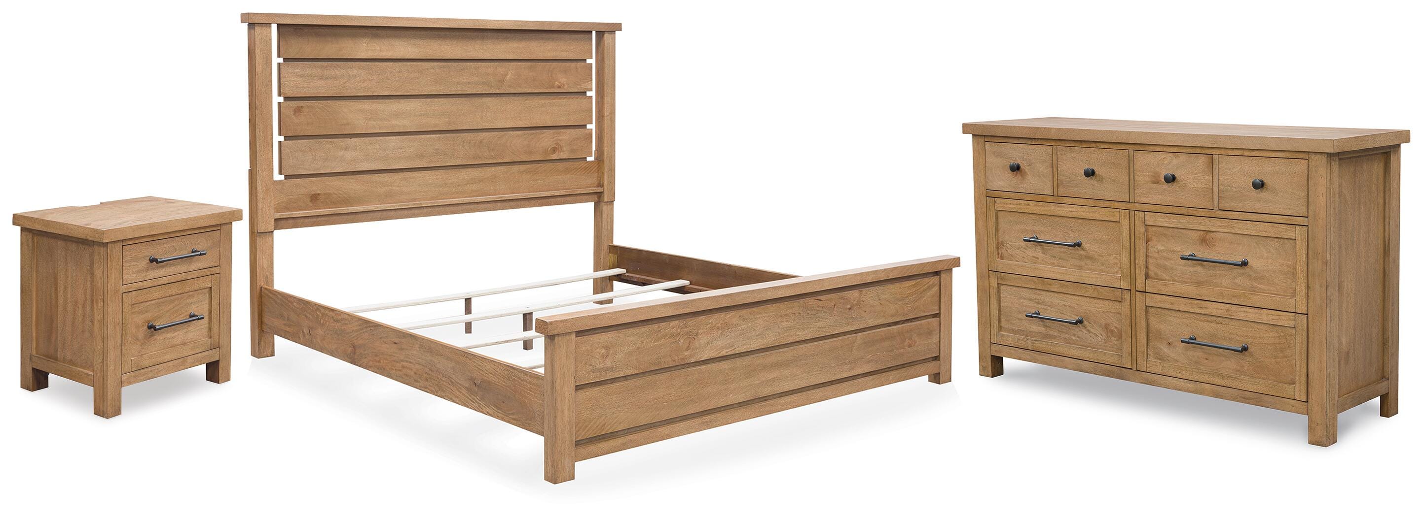 light brown dresser and nightstand set Dresser and Nightstand Set of 3, 63 Inches Dresser with 6 Drawers, 2 N main image 0