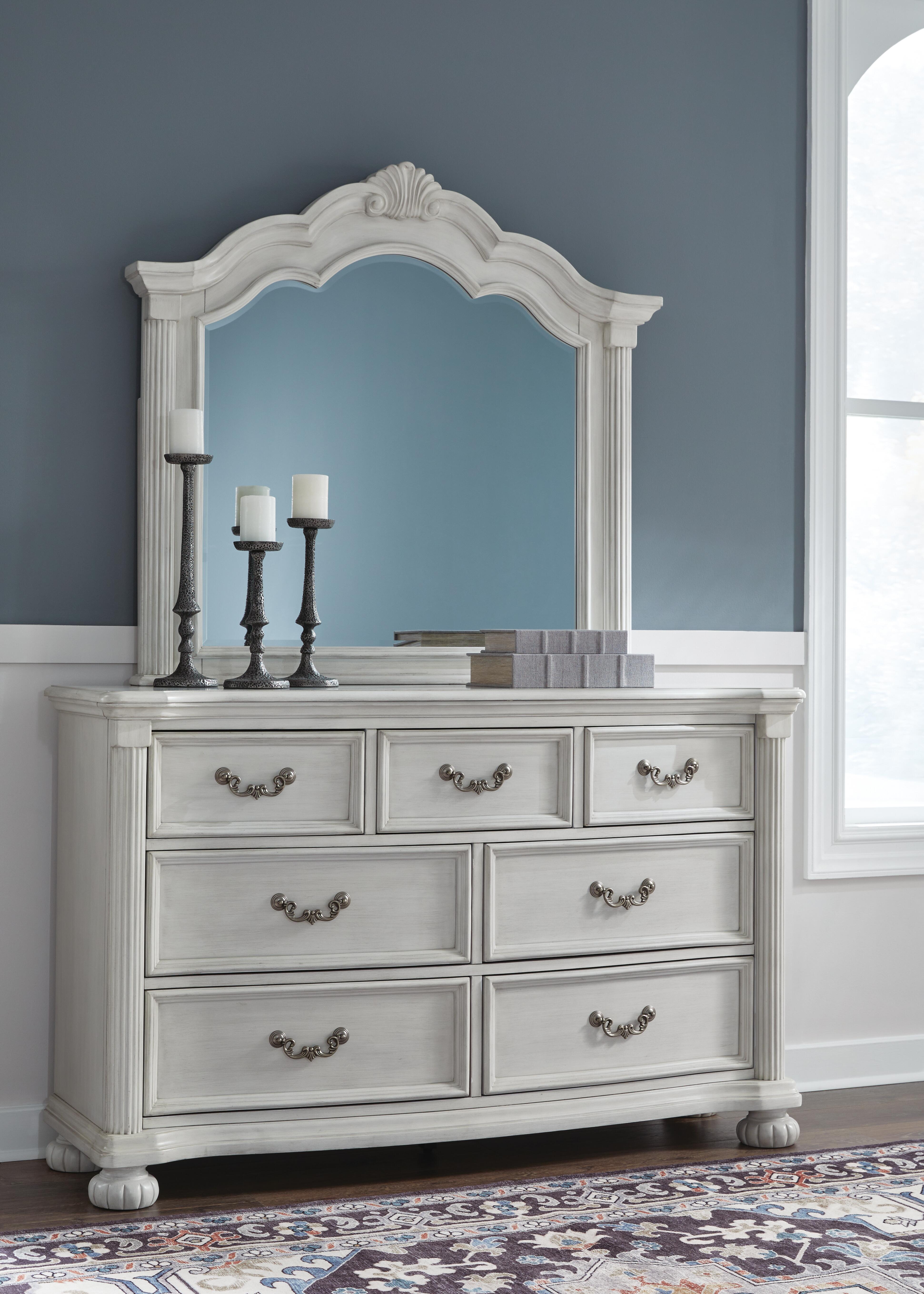 Montelaine Queen Upholstered Panel Bed, Dresser and Mirror - image 8