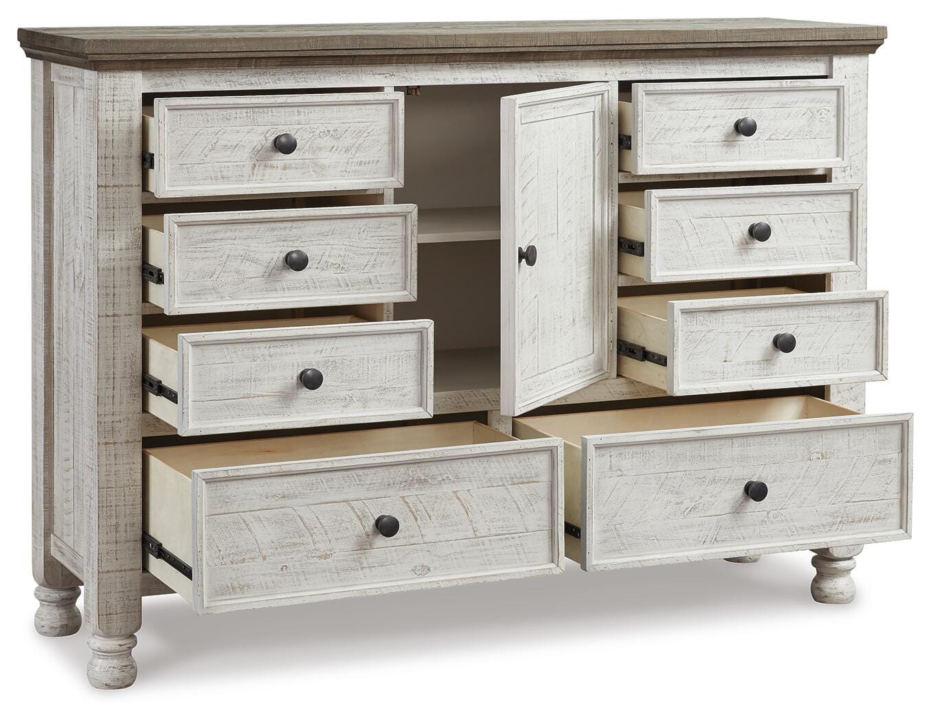 Havalance Queen Panel Storage Bed, Dresser and Nightstand, White/Gray, large