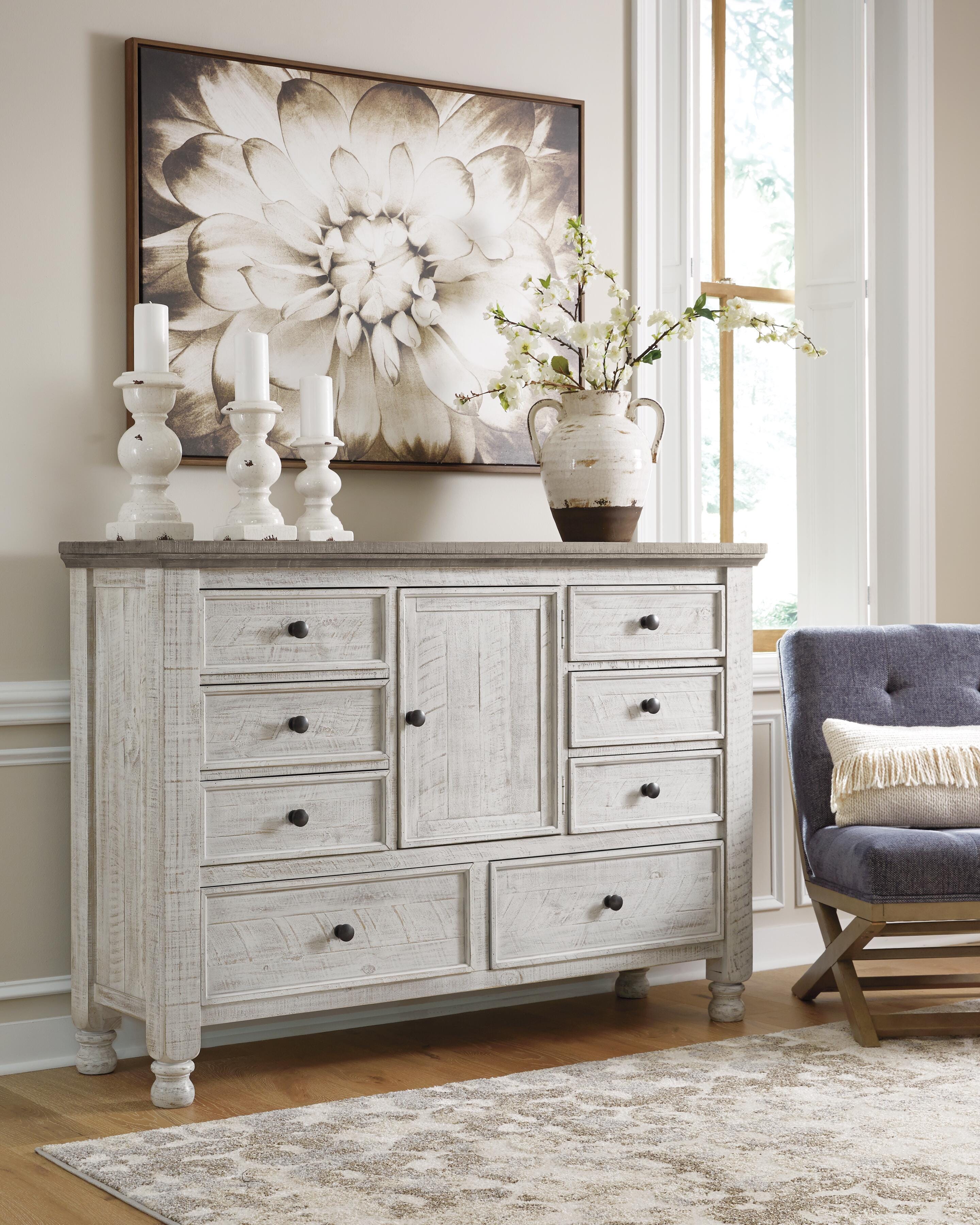 Havalance King Panel Storage Bed, Dresser and Nightstand, White/Gray, large