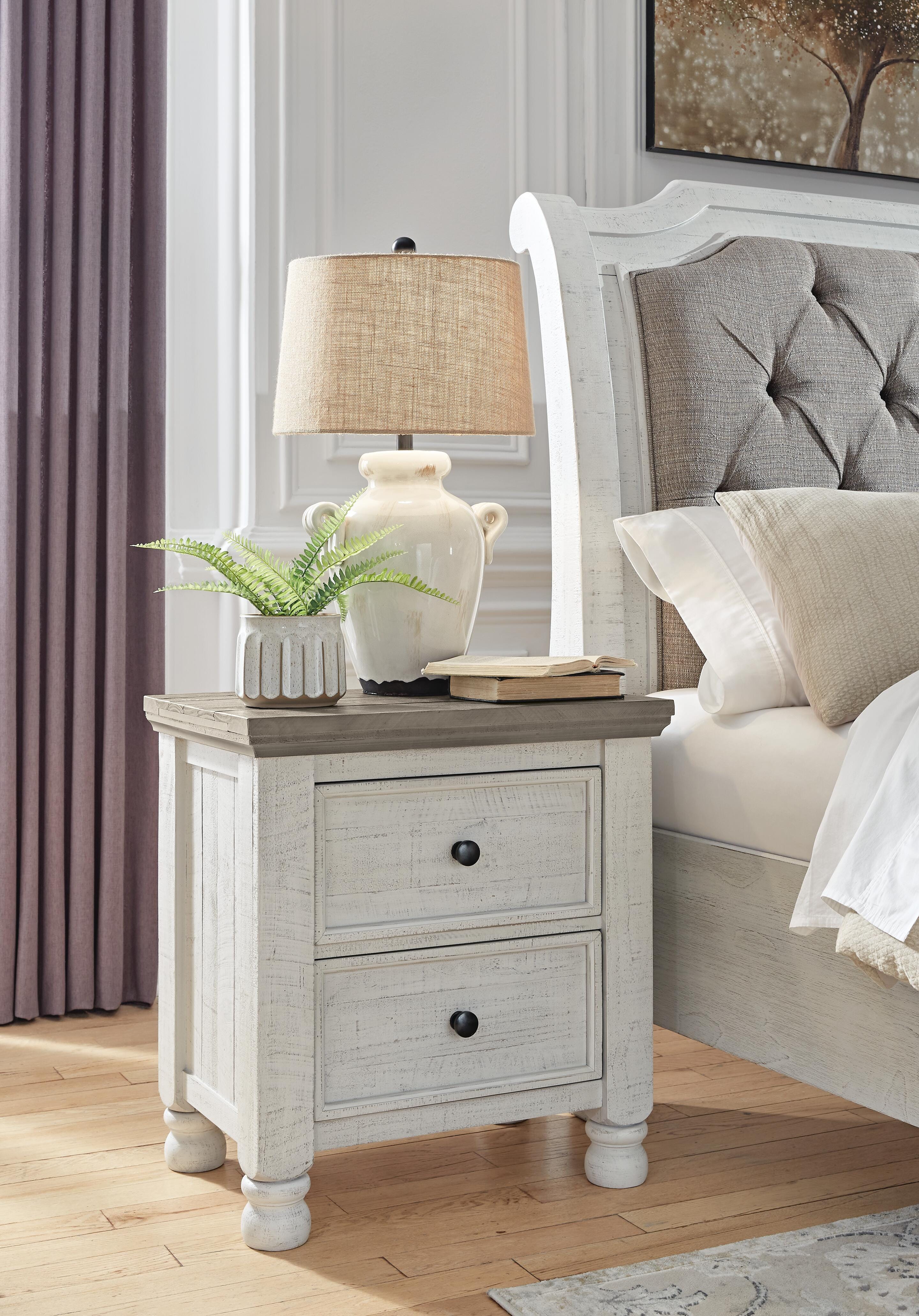 Havalance King Panel Storage Bed, Dresser and Nightstand, White/Gray, large