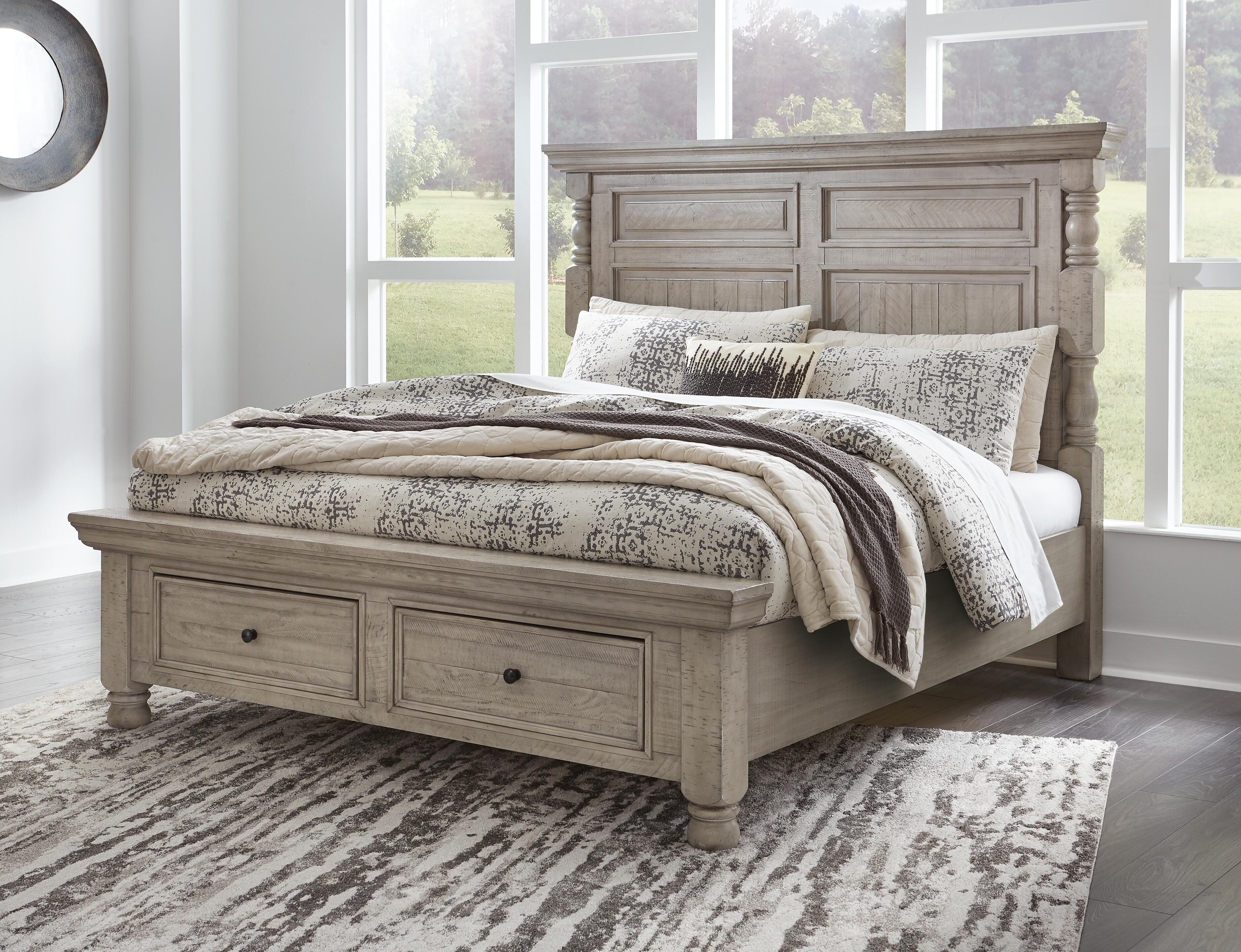Harrastone King Panel Bed, Gray, large