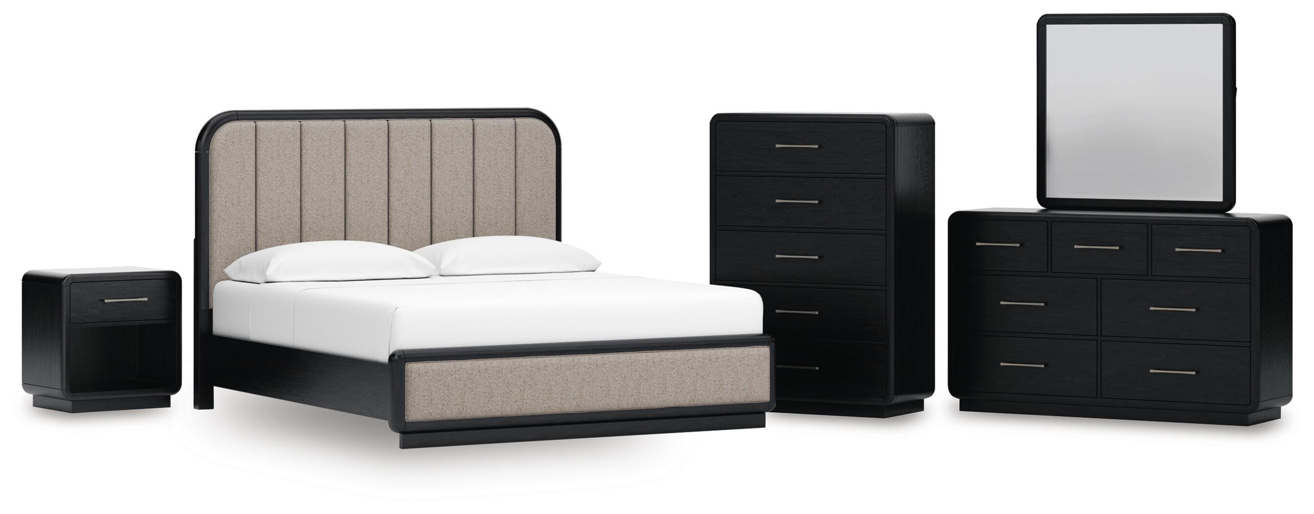 Rowanbeck King Panel Bed, Dresser, Mirror, Chest and Nightstand - image 1