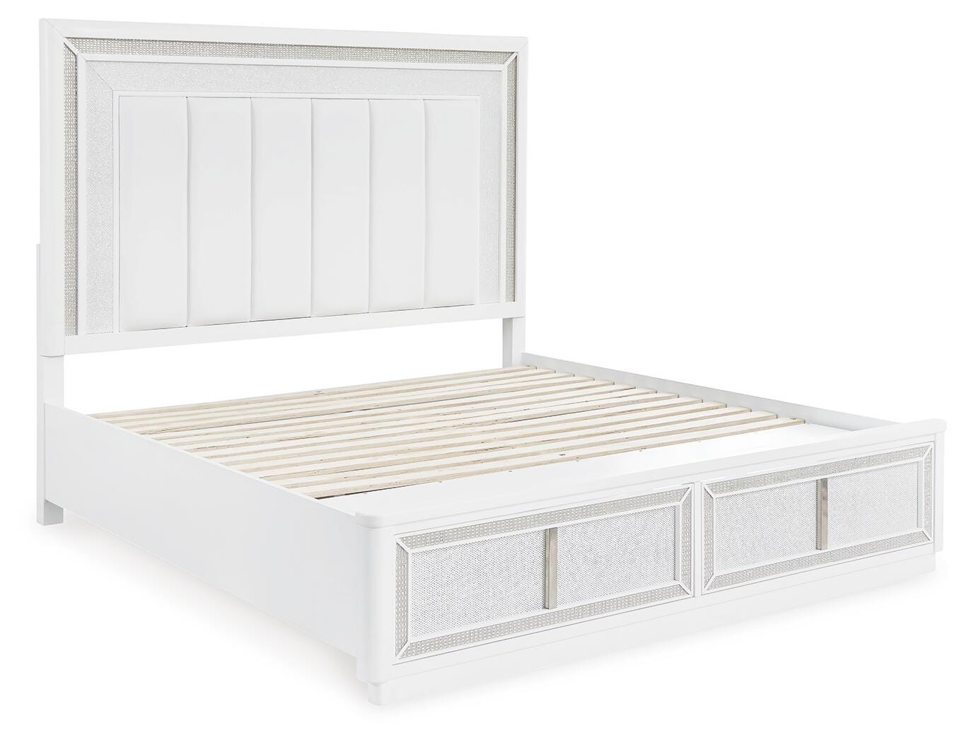 Cama tapizada tamaño queen con almacenaje, cómoda y espejo Chalanna - image 8