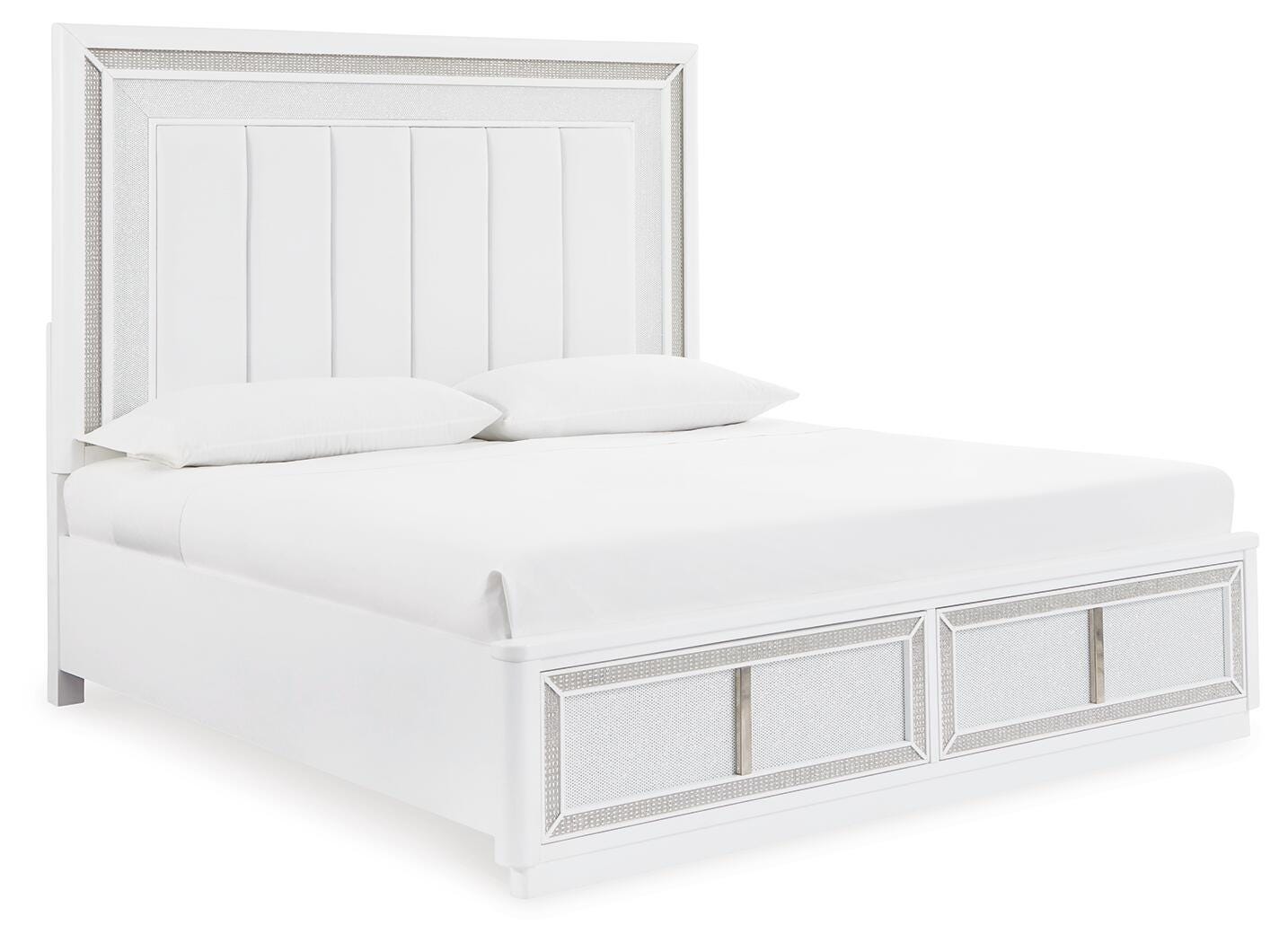 Cama tapizada tamaño queen con almacenaje, cómoda y espejo Chalanna - image 5